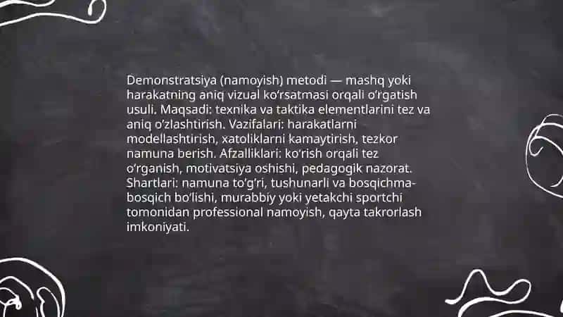 Jismoniy tarbiya mashgʻulotlarida qoʻllaniladigan jismoniy tarbiya metodlari 3