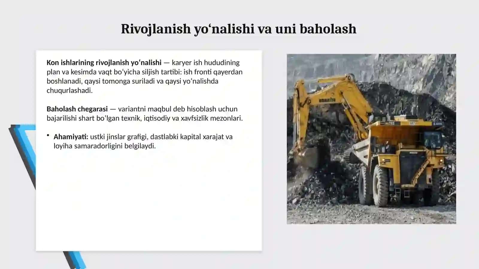 Kon ishlari rivojlanish yo‘nalishini baholash chegarasi 3