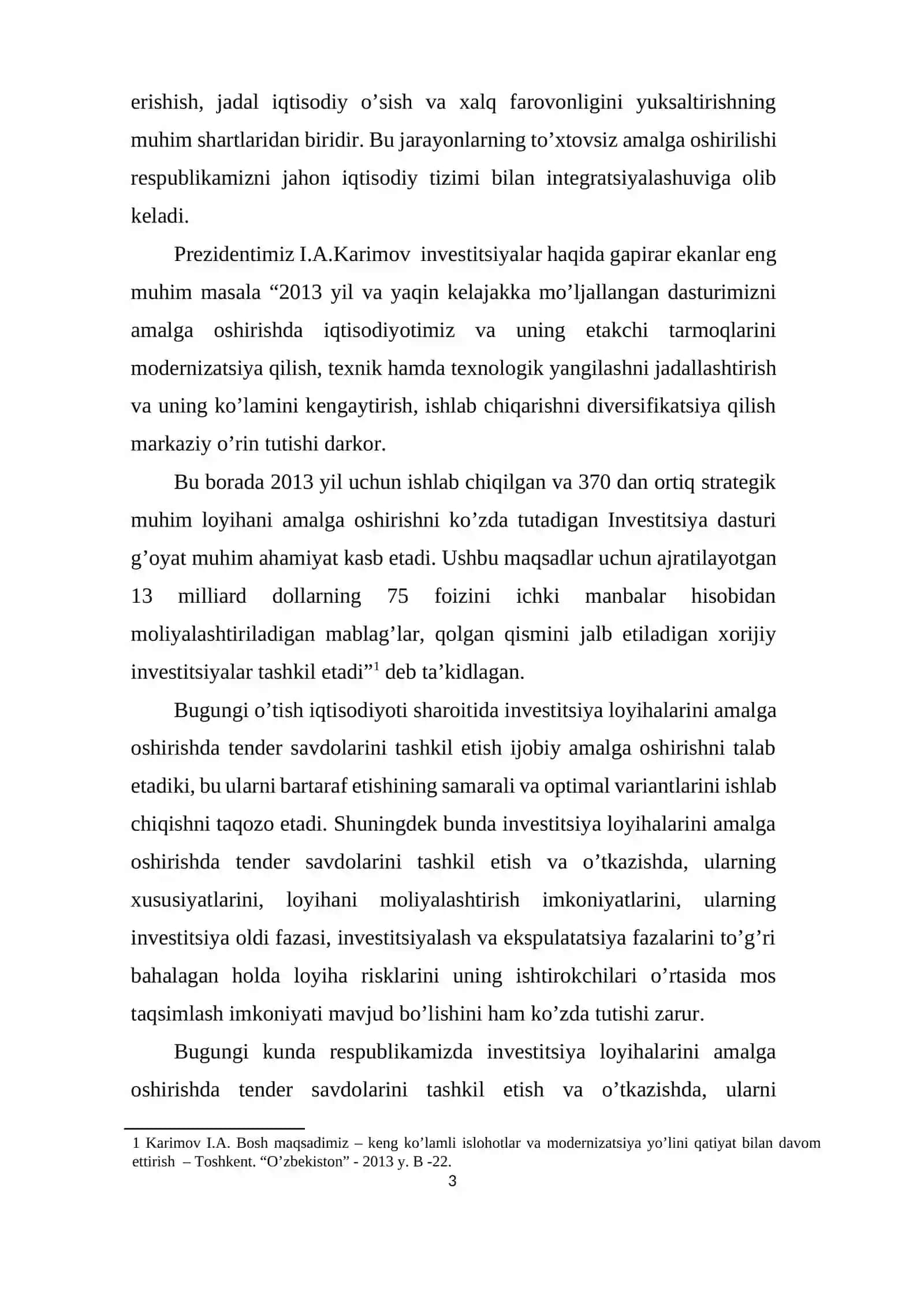 INVESTITSIYA LOYIHASINI AMALGA OSHIRISHDA TENDER SAVDOLARINI TASHKIL ETISH VA O’TKAZISH 3