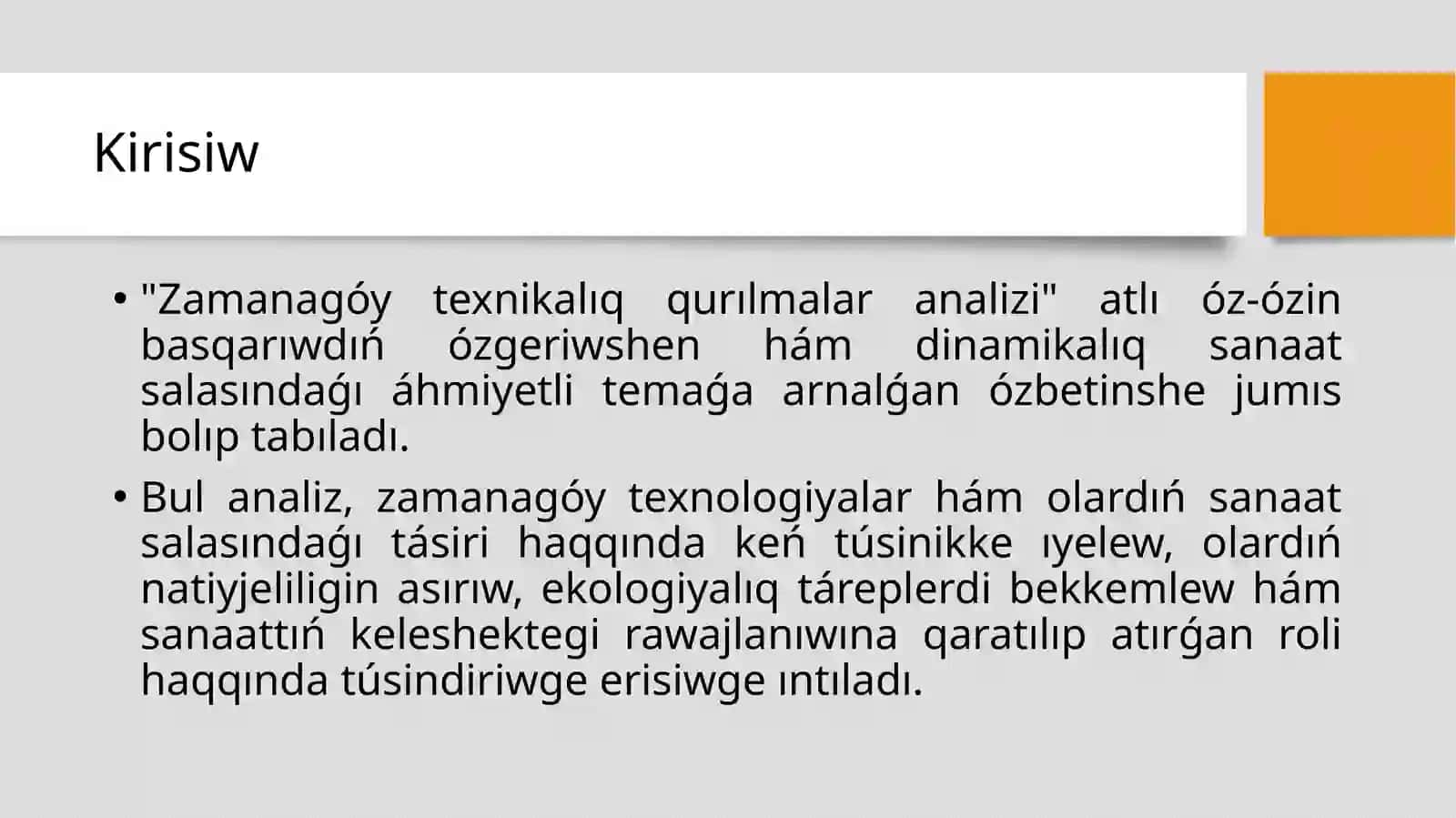 "Zamanagóy texnikalıq qurılmalar analizi" 3