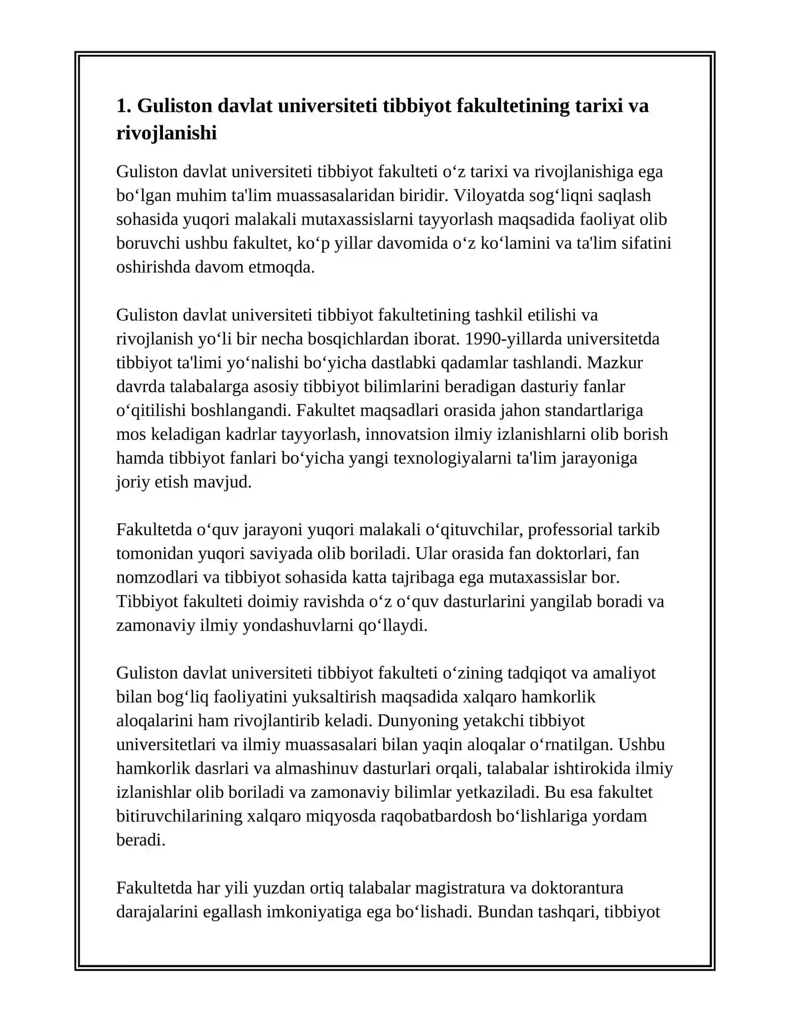 GULISTON DAVLAT UNIVERSITETI TIBBIYOT FAKUTETI 3