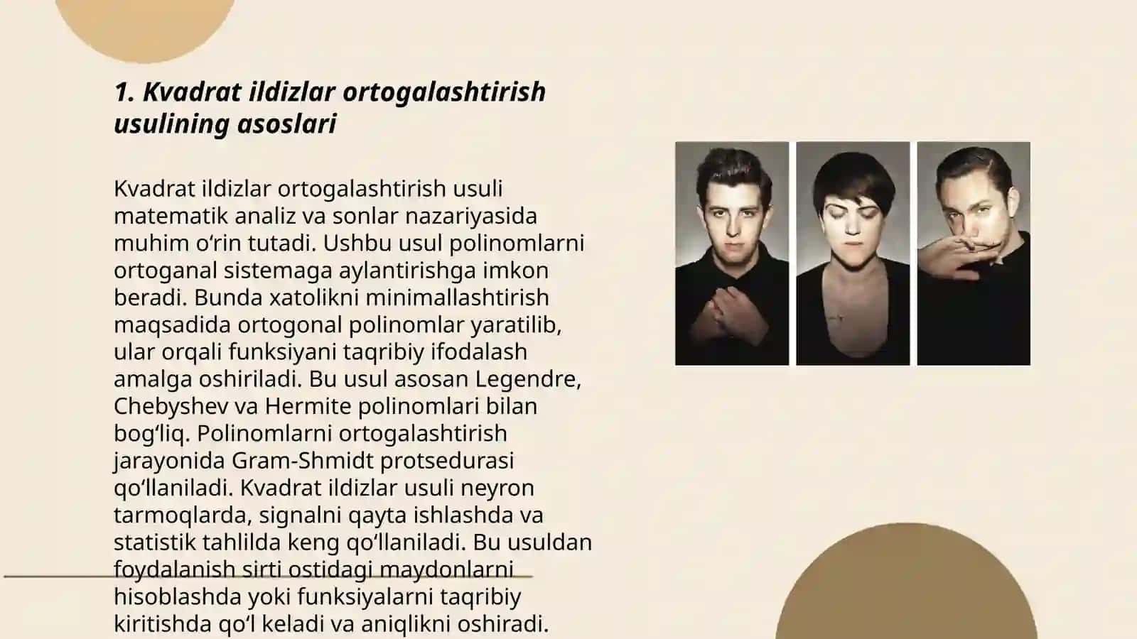 Chiziqli algebralik tenglamalar sistemasini yig'ishning kvadrat ildizlar ortogalashtirish usullari 3