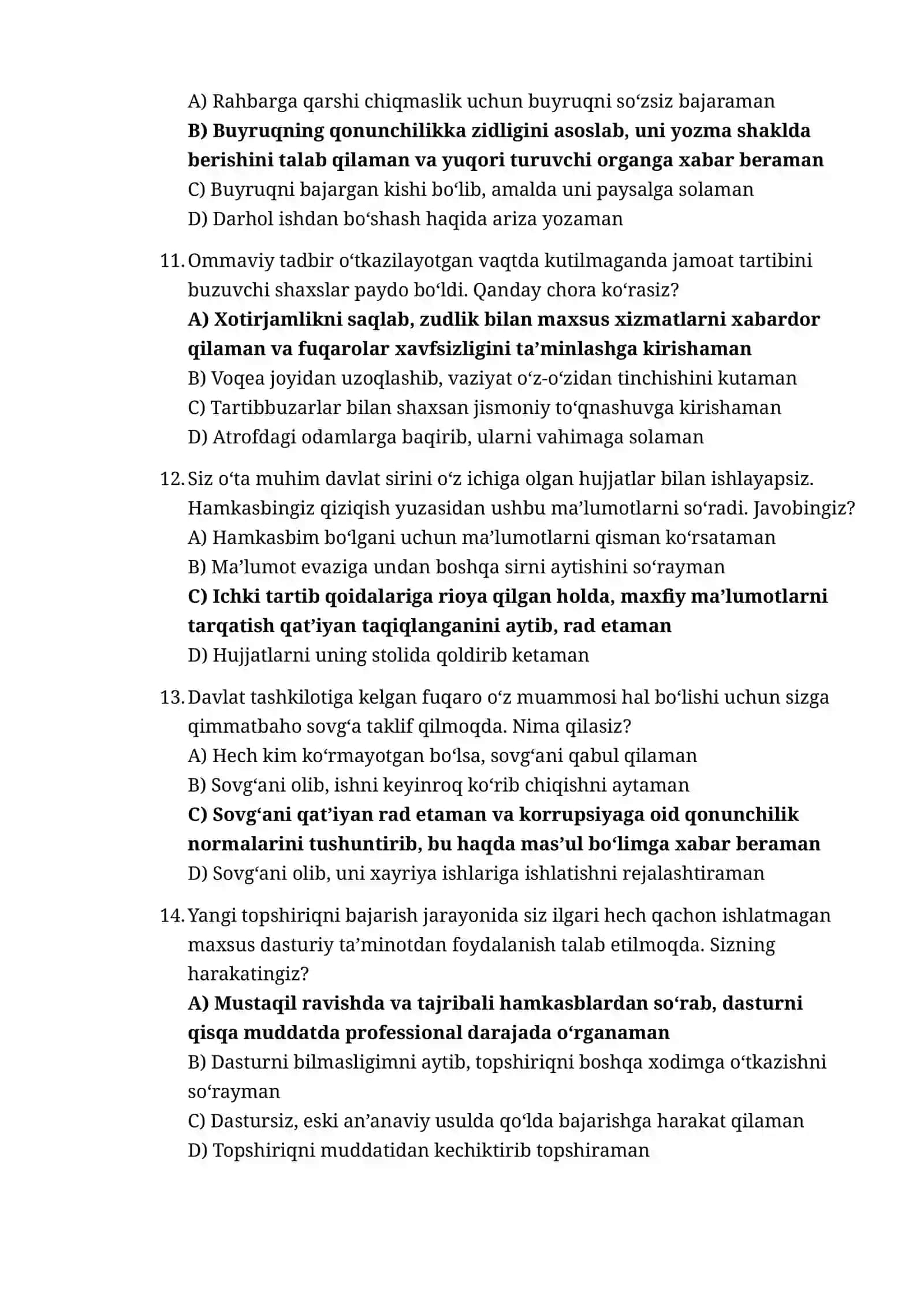 Davlat Xavfsizlik xizmati akademiyasi uchun psixologik testlar 300 talik 3