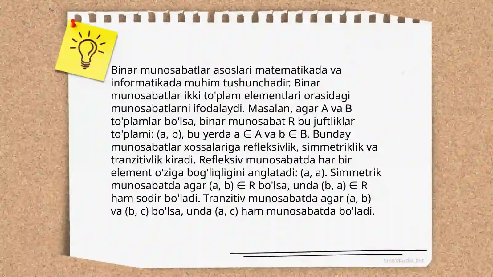 Binar munosabatlar asoslari 3