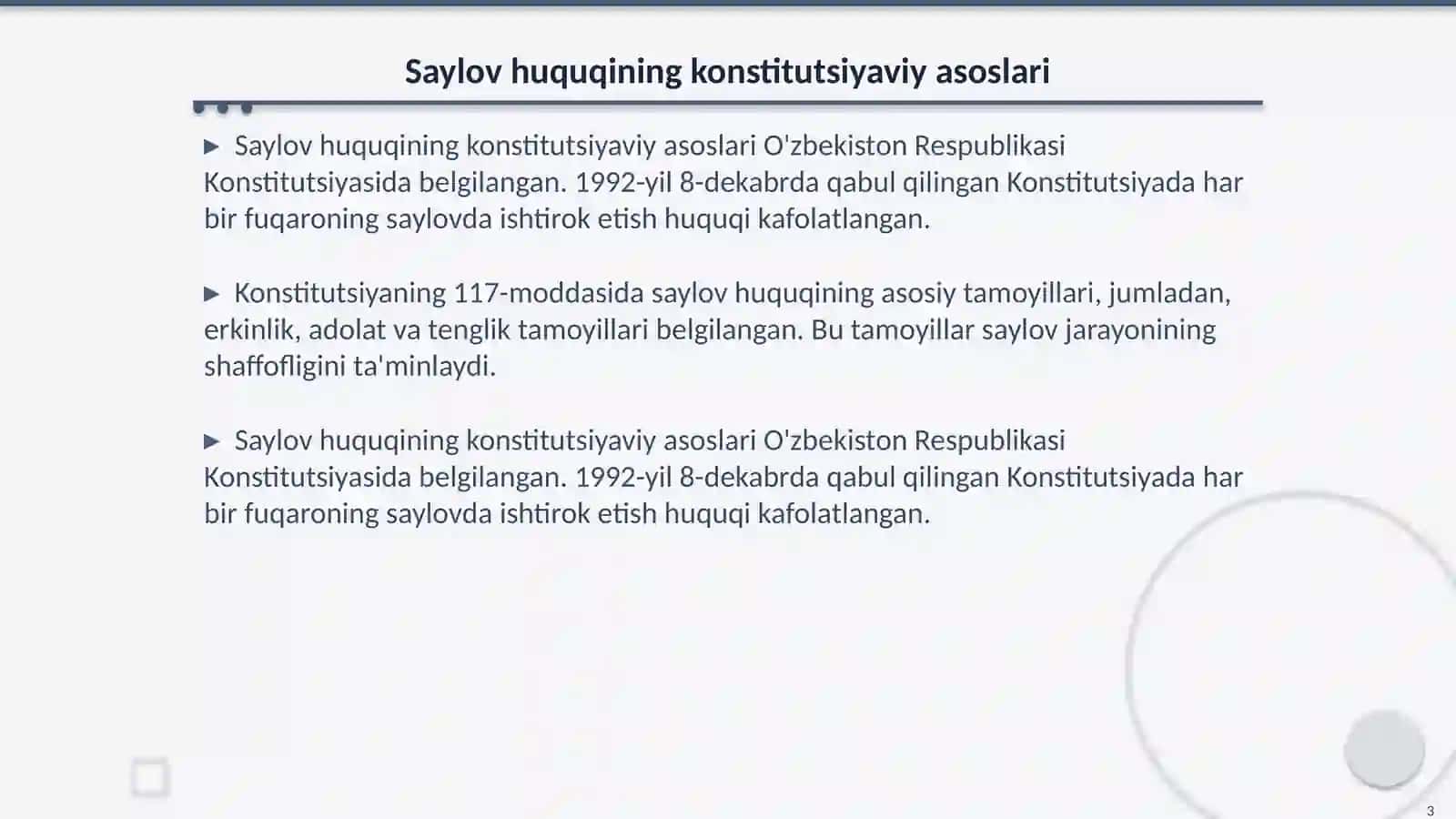 Saylov huquqininng konstitusiyaviy asoslari va tizimi 3