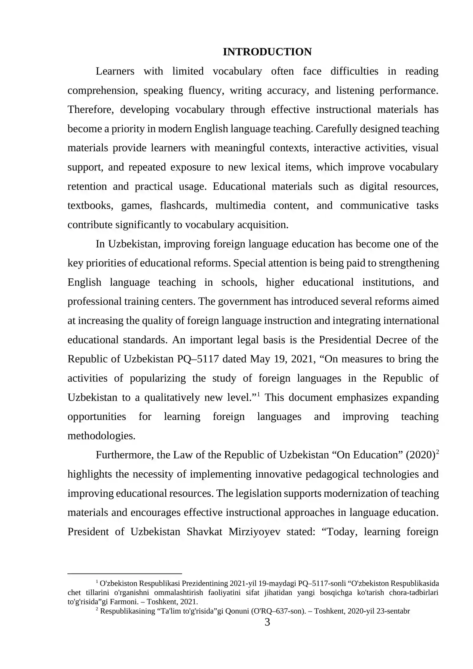 Vocabulary Development Through Instructional Materials 3