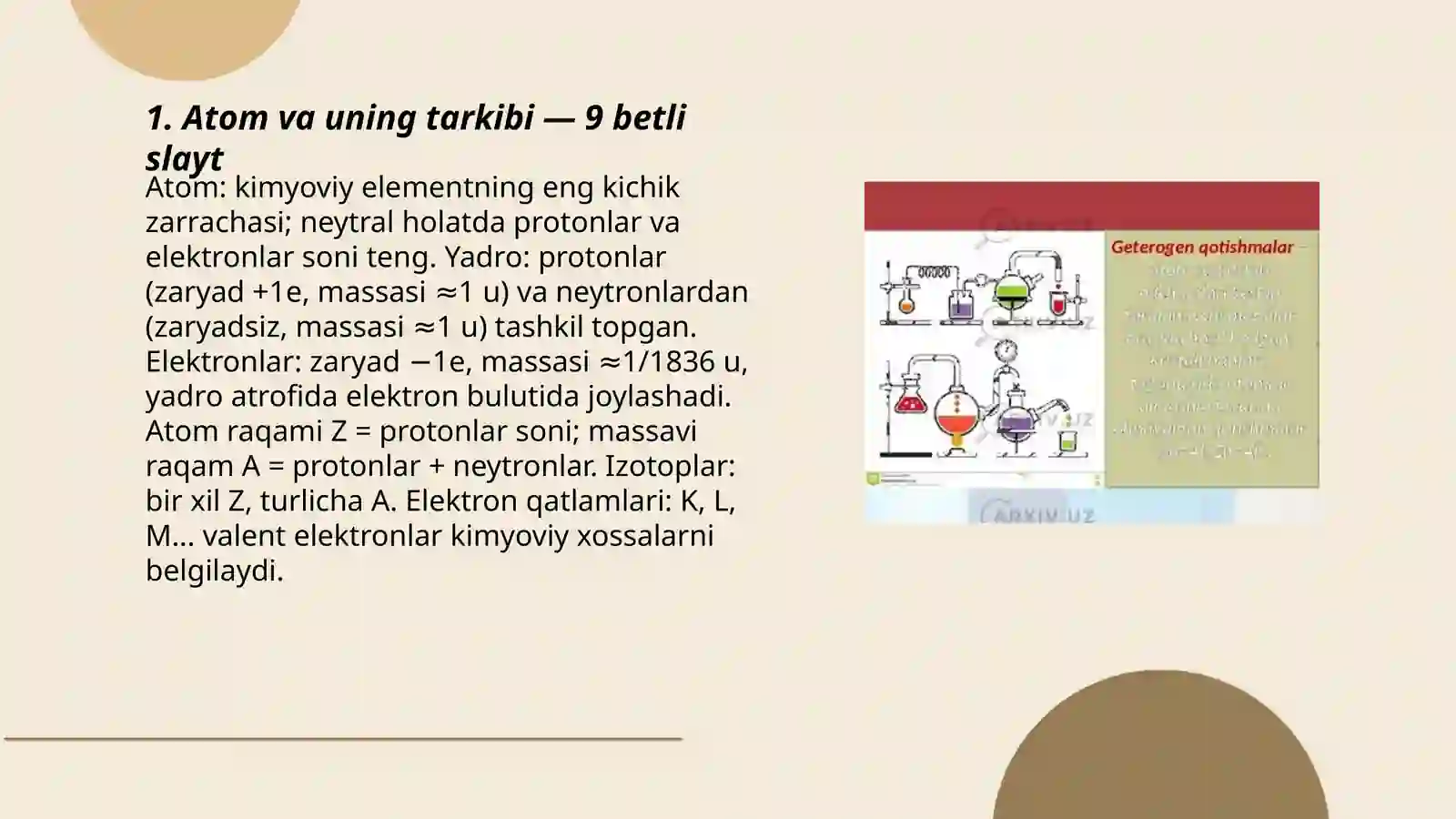 Atom va uning tarkibi - 9 betli slayt 3