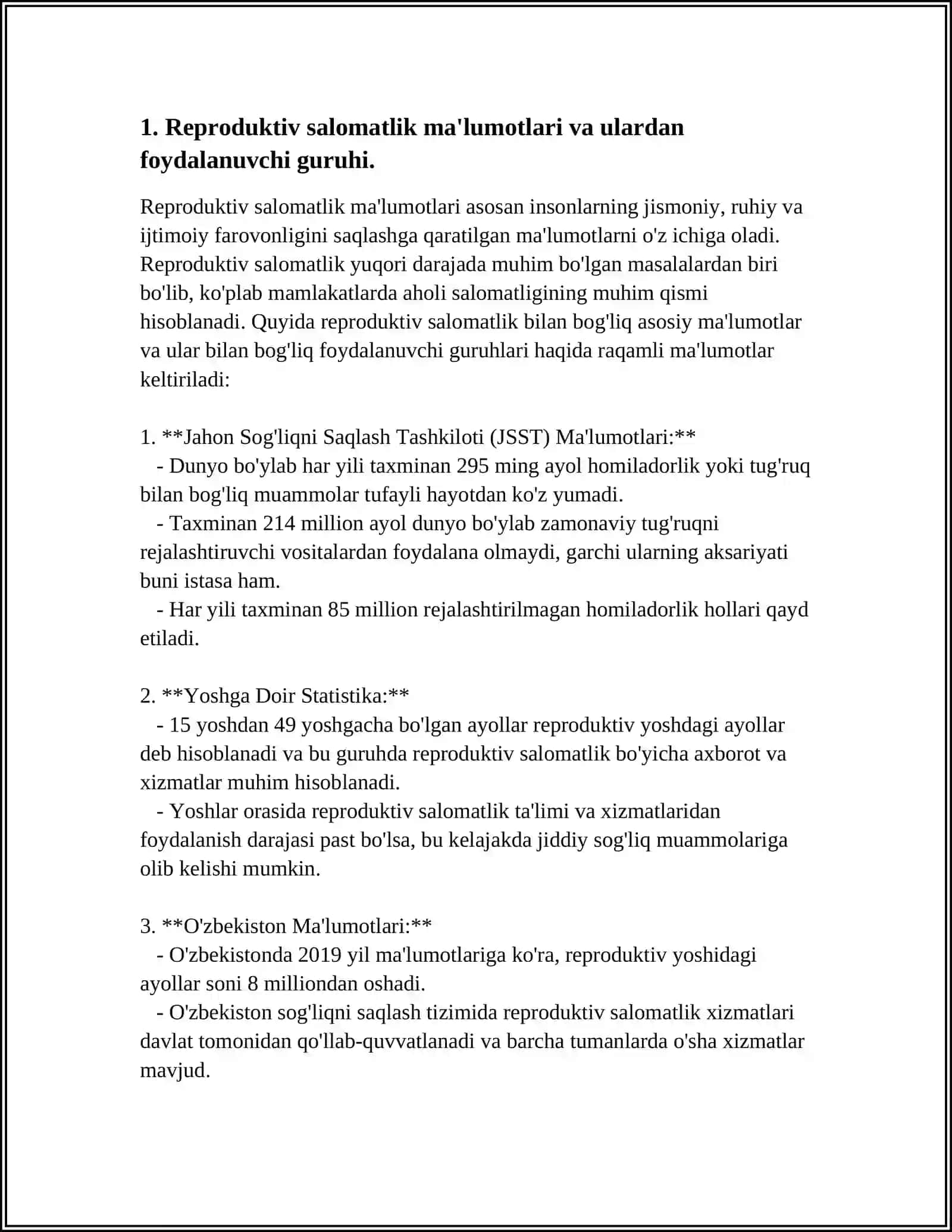 OILANI REJALASHTIRISH.REPRODUKTIV SALOMATLIK SIFATINI BELGILOVCHI OMILLAR 3