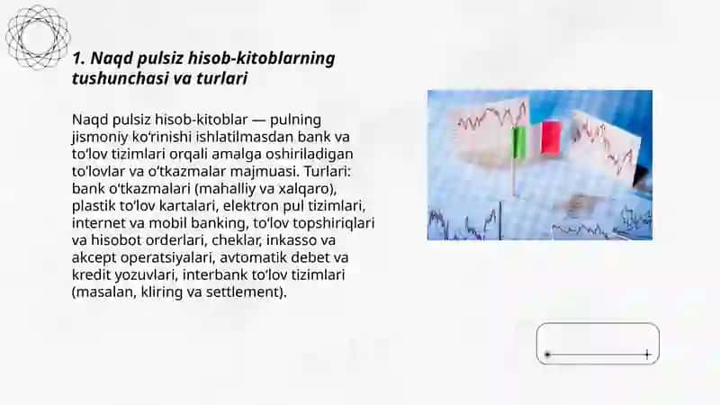 Naqd pulsiz hisob-kitob shakllari va hisob – kitob schyoti bo‘yicha operatsiyalarni hisobga olish 3