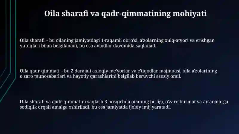 Oila sha'ni va qadr-qimmatini asrashda ota-ona va farzandning mas'uliyati 3