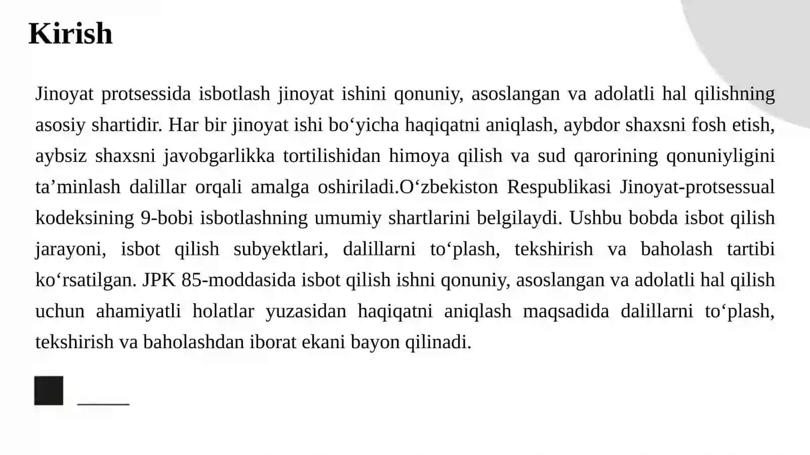 Isbotlash jarayoni: dalillarni to'plash, tekshirish va baholash 3
