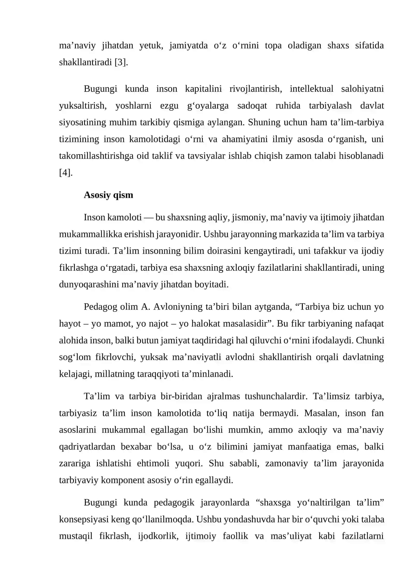 Ta’lim-tarbiyaning inson kamolotidagi o‘rni 3