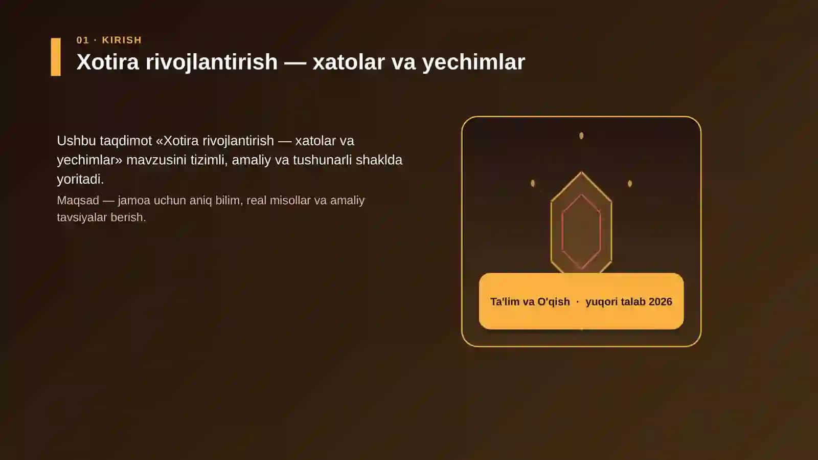 Xotira rivojlantirish — xatolar va yechimlar 3