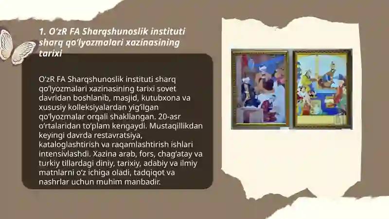 OʻzR FA Sharqshunoslik instituti sharq qoʻlyozmalari xazinasi 3