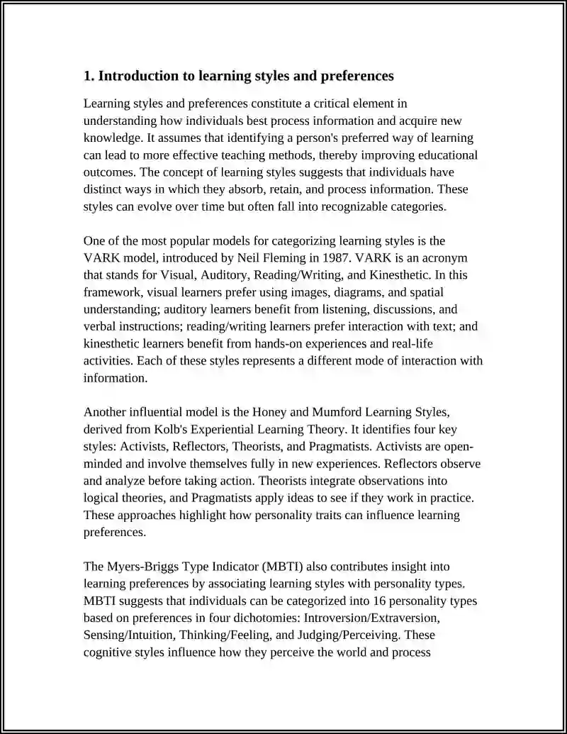 Learning Styles and Preferences 3