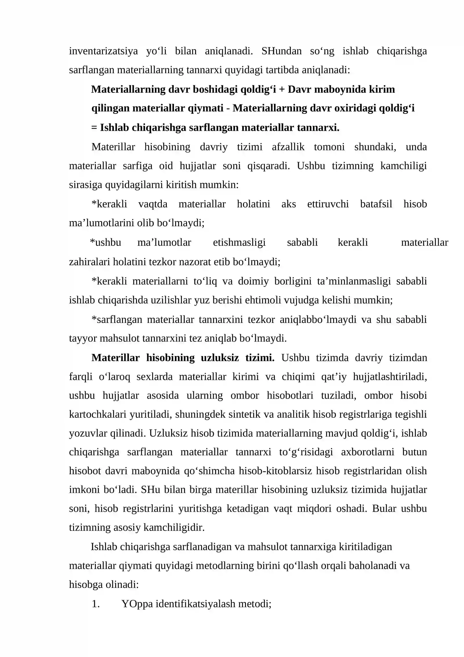 BEVOSITA MATERIAL XARAJATLARI HISOBI VA ULARNI MAHSULOT (ISH, XIZMAT) LAR TANNARXIGA QO‘SHISH TARTIBI 3