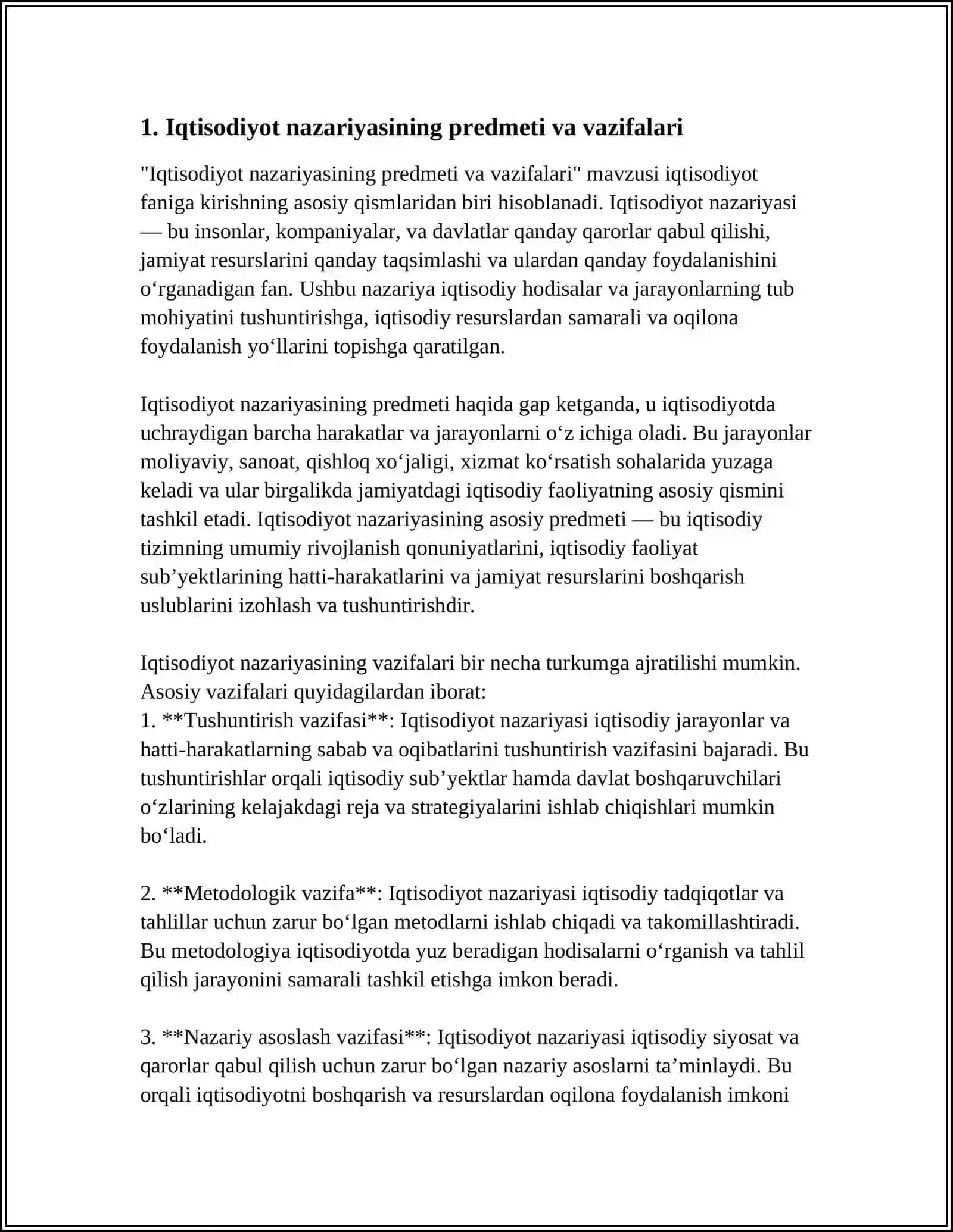 "IQTISODIYOT NAZARIYASI" FANIGA KIRISH 3