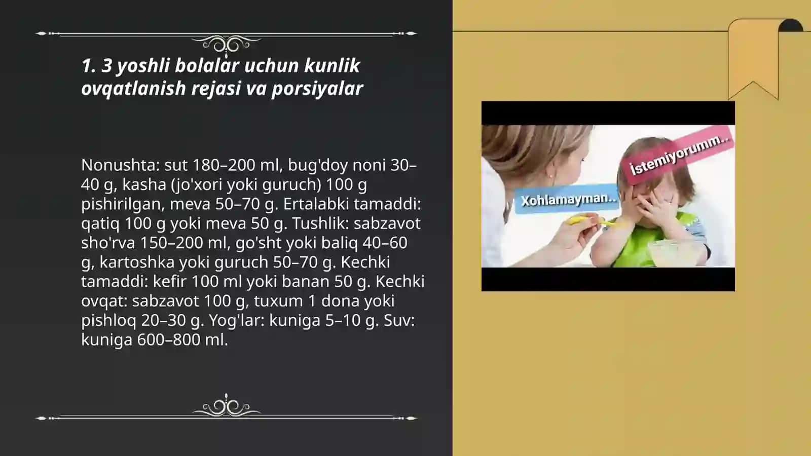 3 yoshli bolalarni sog'lom ovqatlantirish bo'yicha loyiha ishi 3