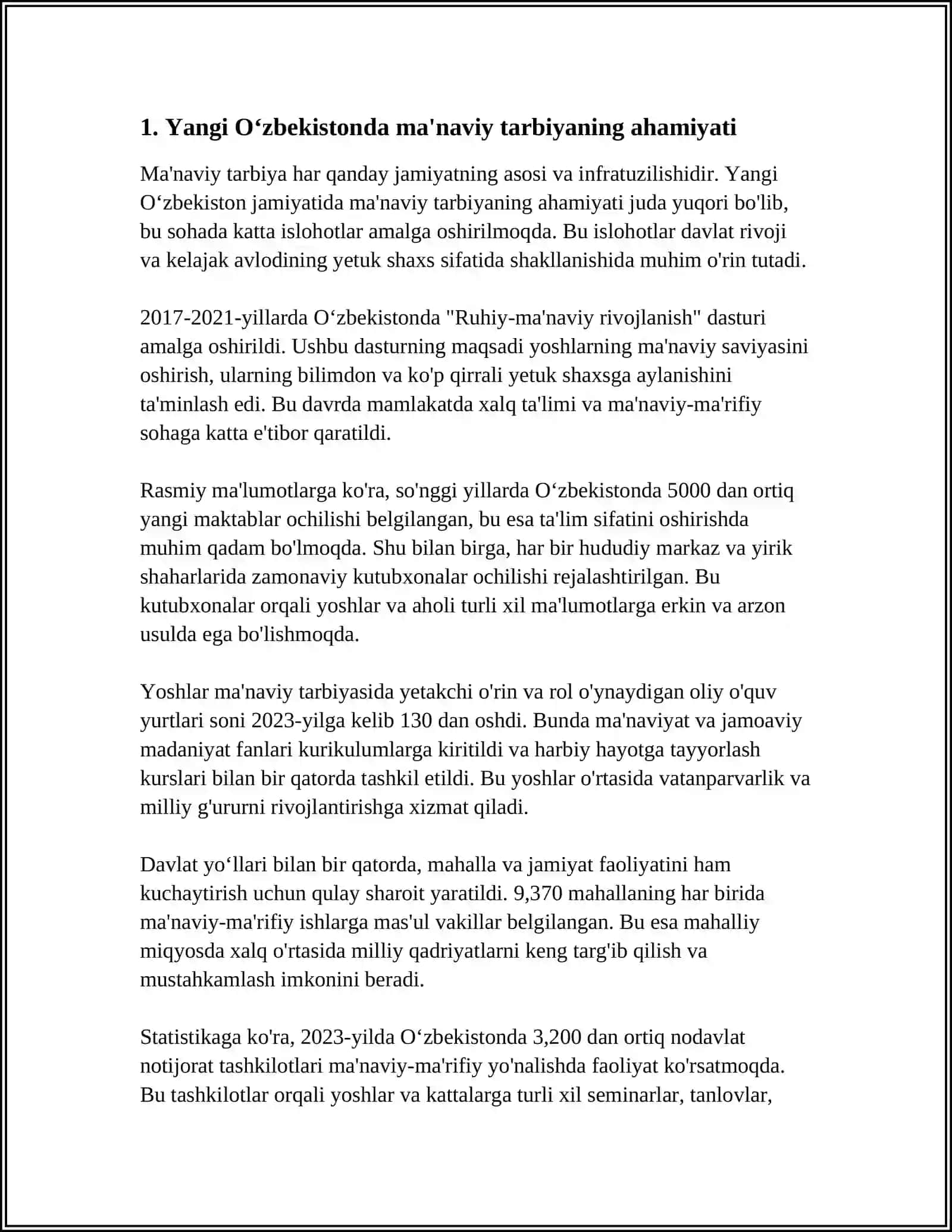 YANGI ÒZBEKISTONDA AMALGA OSHIRILAYOTGAN MA'NAVIY ÒZGARISHLAR 3