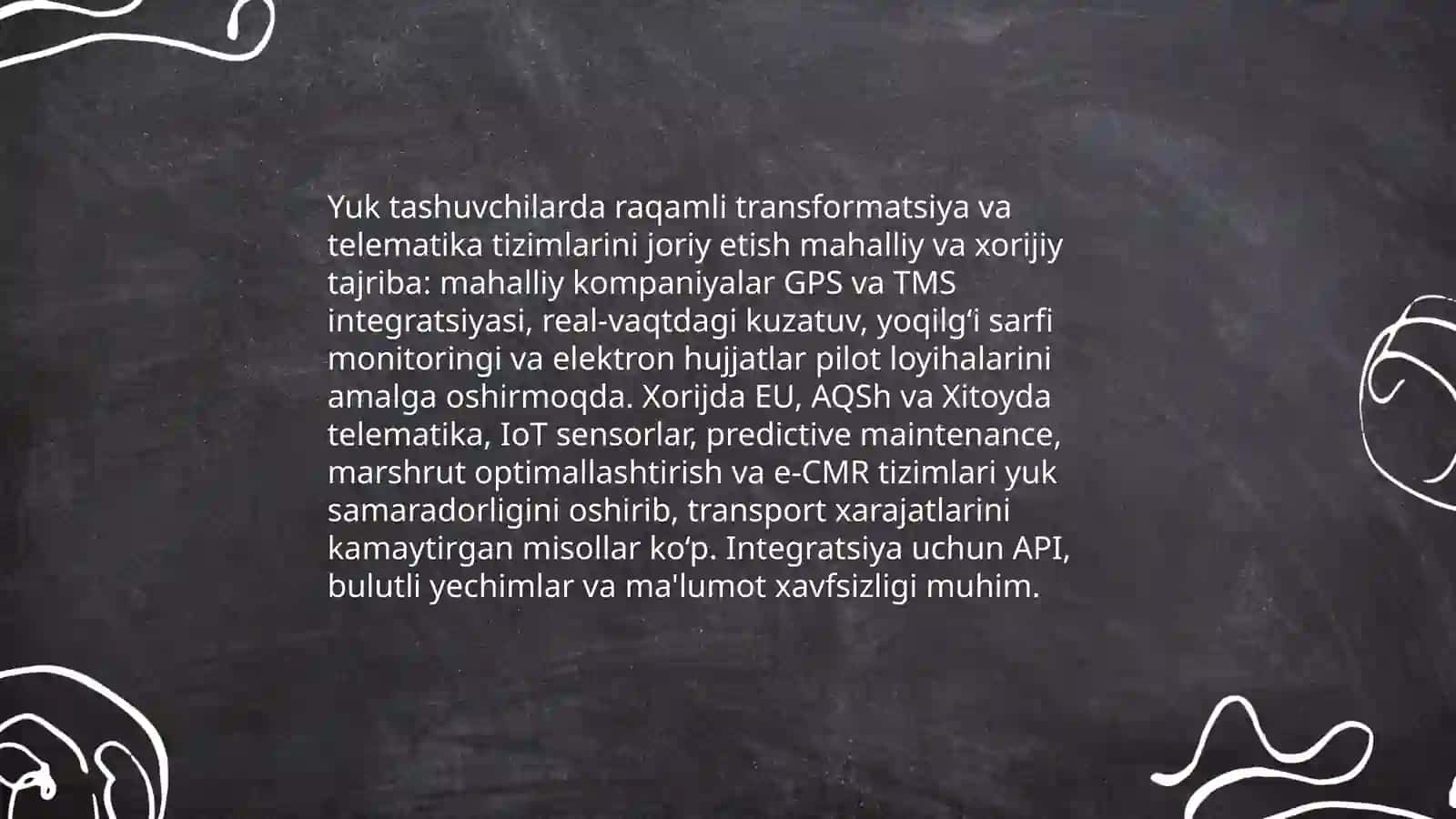 Yuk tashuvchilarni tashkil etish va boshqarish usullarini qo'llashning zamonaviy, mahalliy va xorijiy tajribasi 3