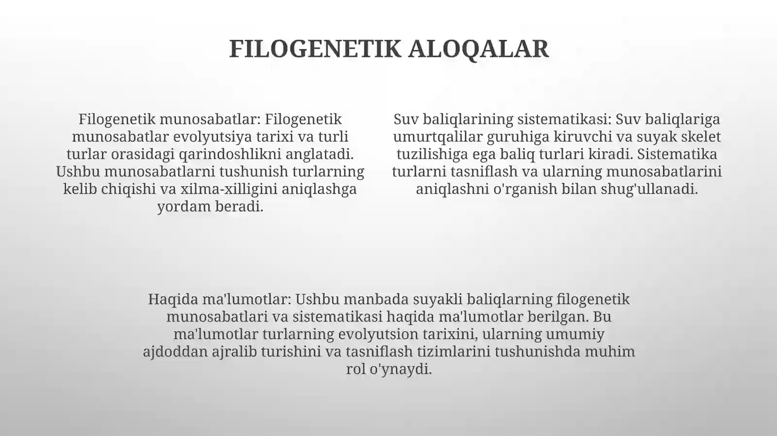 Suyakli Baliqlarning Sitematikasi Haqida Ma'Lumotlar 3