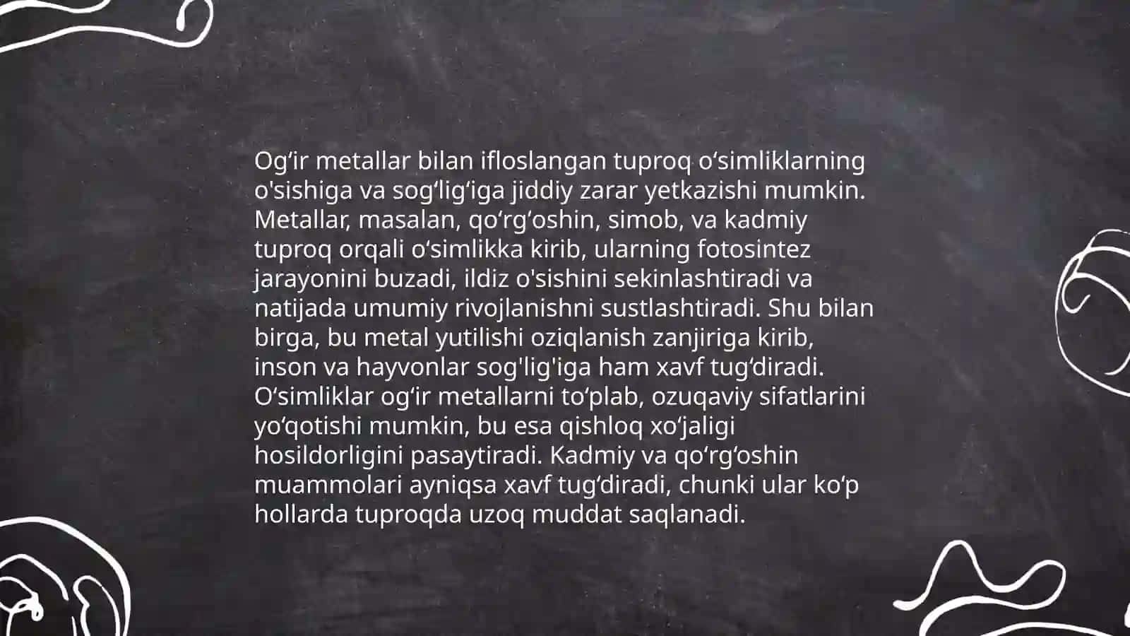 Ogʻir metallar bilan ifloslangan tuproqning oʻsimlikka taʼsiri 3