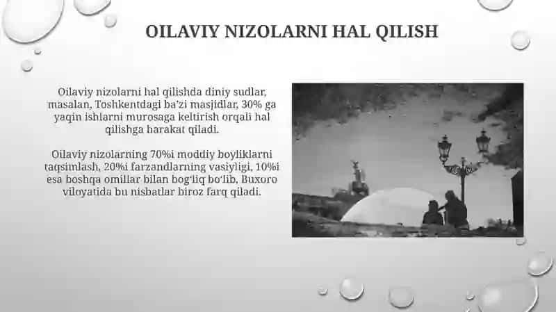 Islom huquqshunosligida oila, nikoh, taloq, idda, zihor tushunchalarini ta'riflash 3