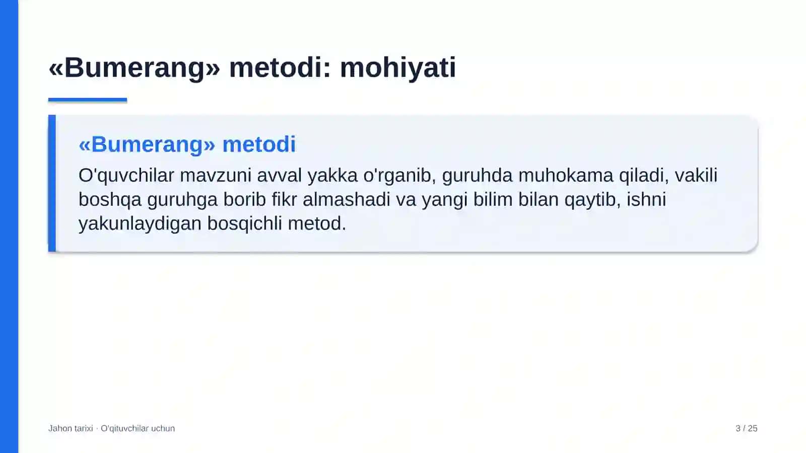 jahon tarixi darslarida bumerang metodidan foydalanish 3723 3