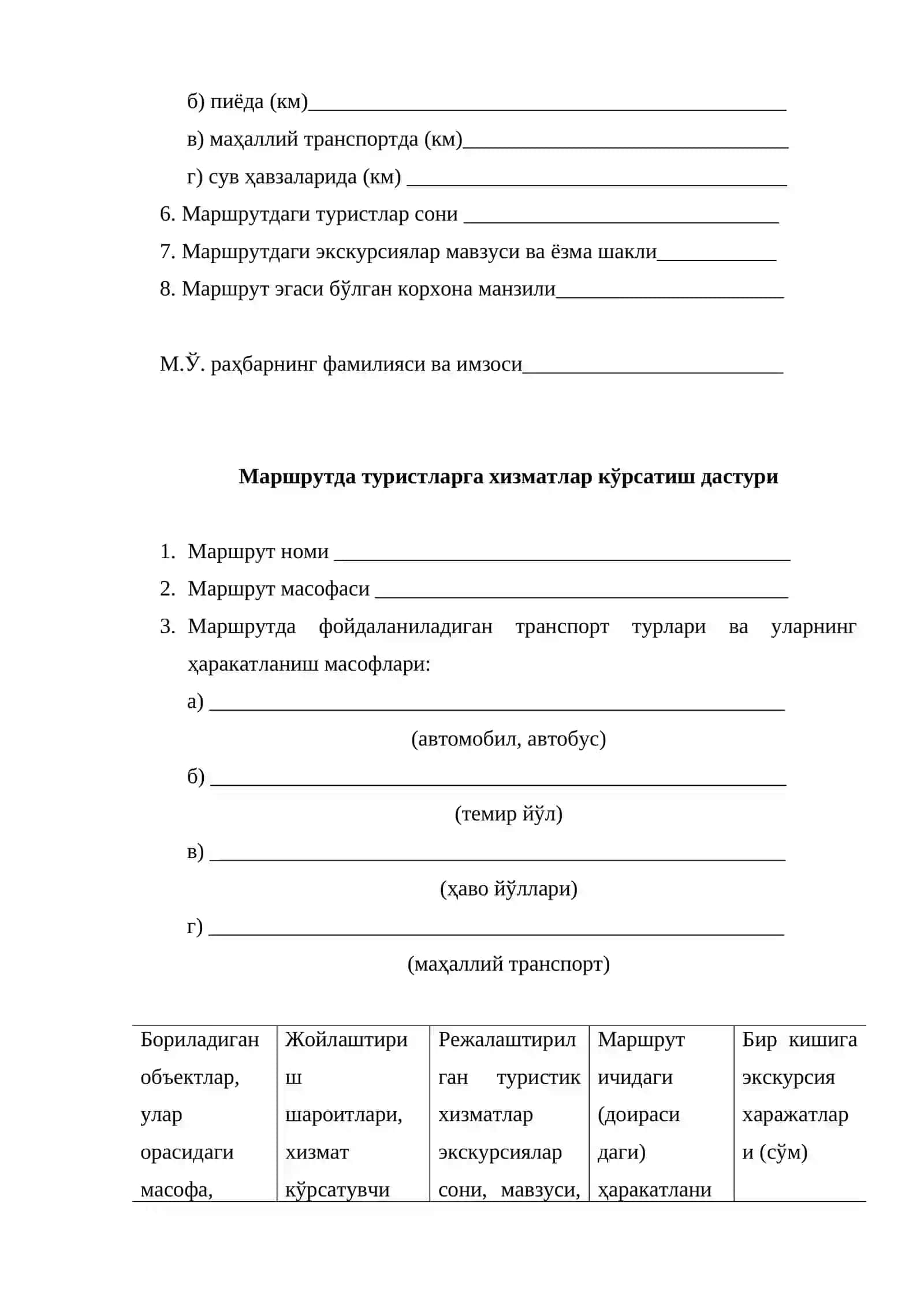 Тур лойиҳалаштириш ва турдаги ҳужжатлар 3