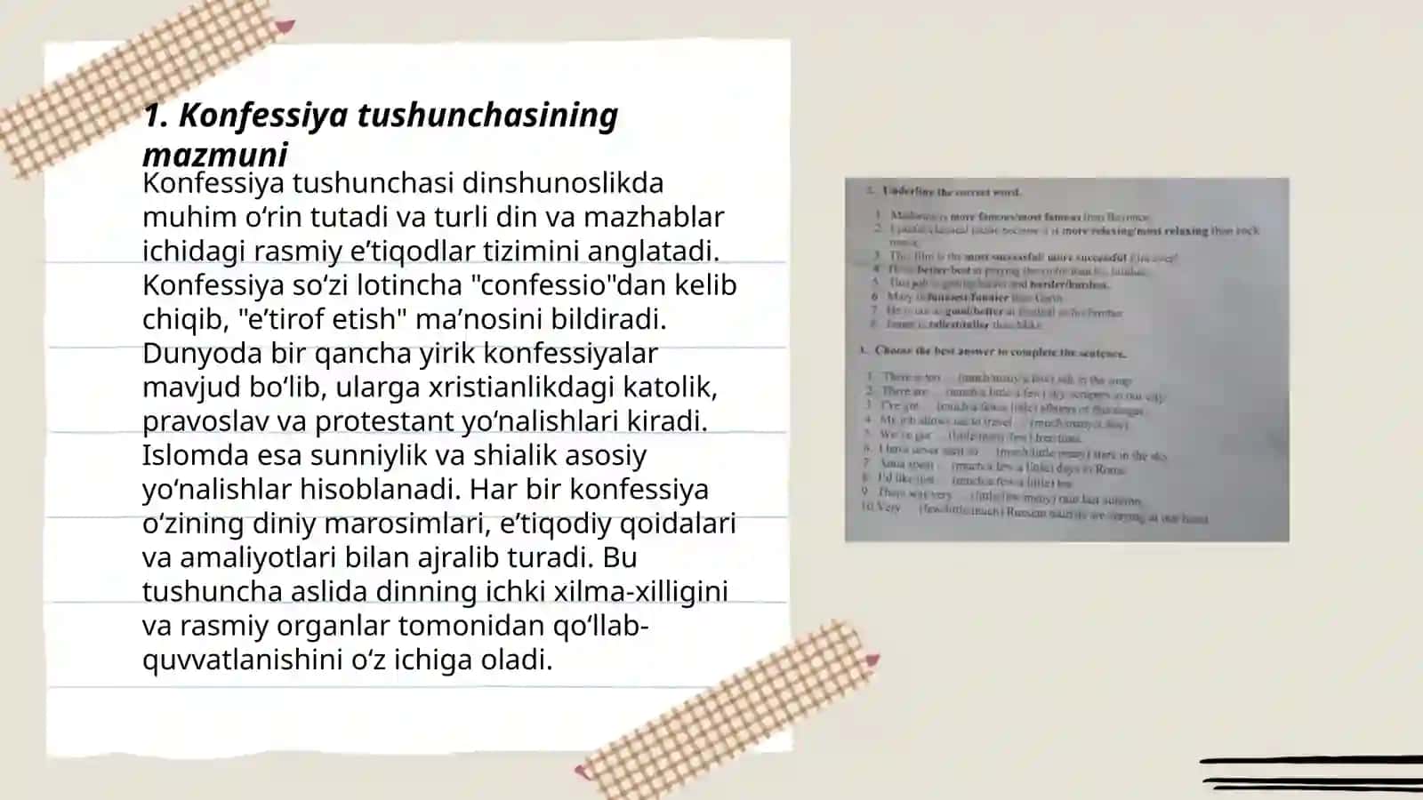 Konfessiya tushunchasining mohiyati va o‘zbekistonda faoliyati yurituvchi konfessiyalari 3