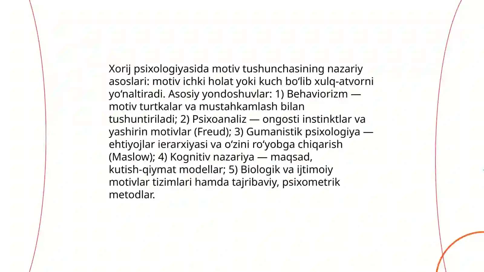 Xorij psixologiyasida motiv va motivatsiya muammosi 3