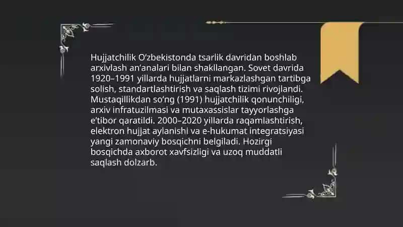 Hujjatchilikning takomillashuvi 3