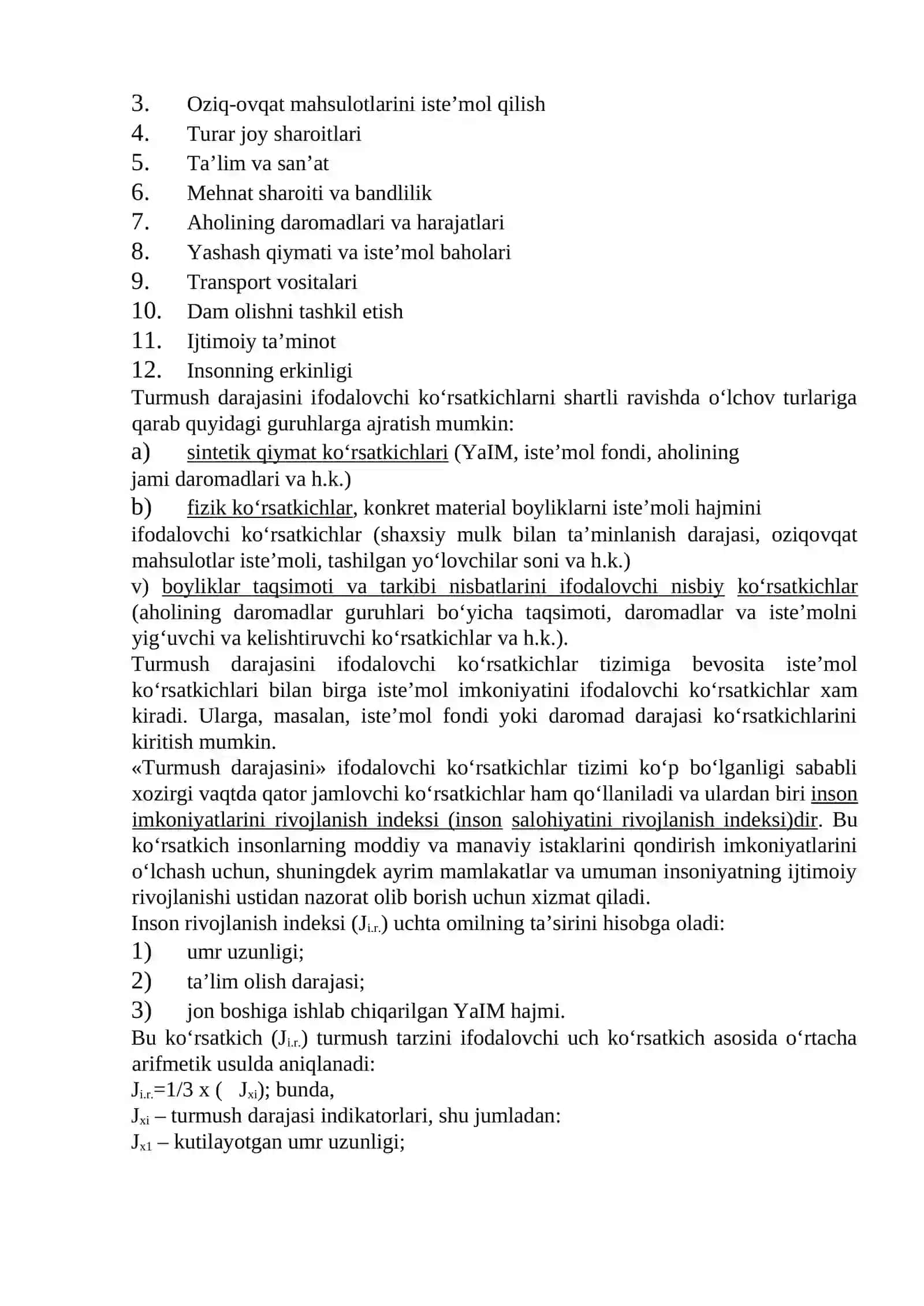 Aholi turmush darajasi statistikasi. Aholining daromadlari va harajatlari balansi 3