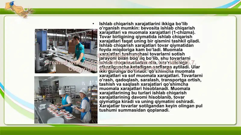 Xarajatlar faoliyat turlari, javobgarlik markazlari kalkulatsiya moddalari bo’yicha tahlili 3