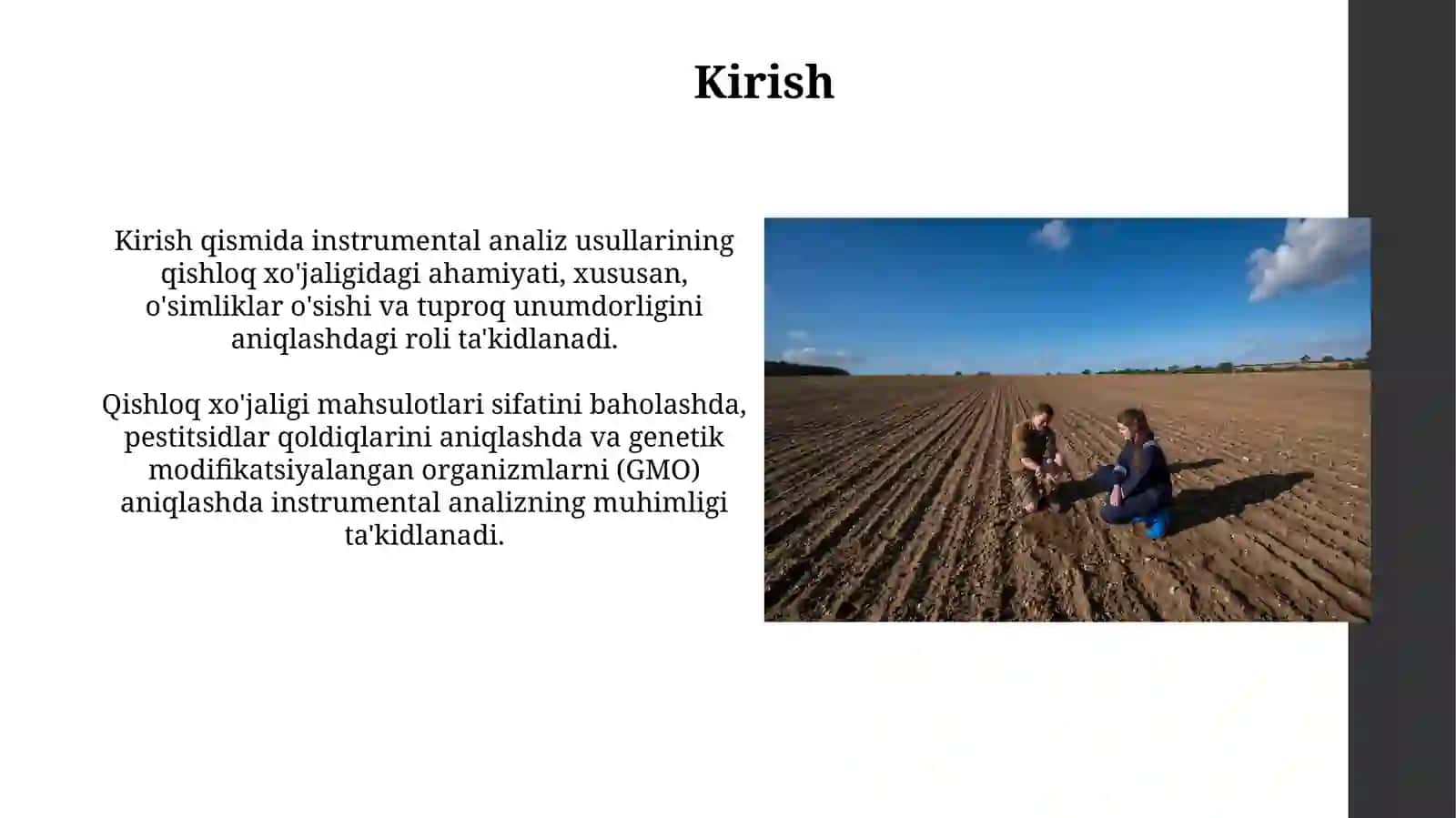 Qishloq xo'jaligi turli soxalarida taxlilning instrumentalmetodlariniqo'llash 3