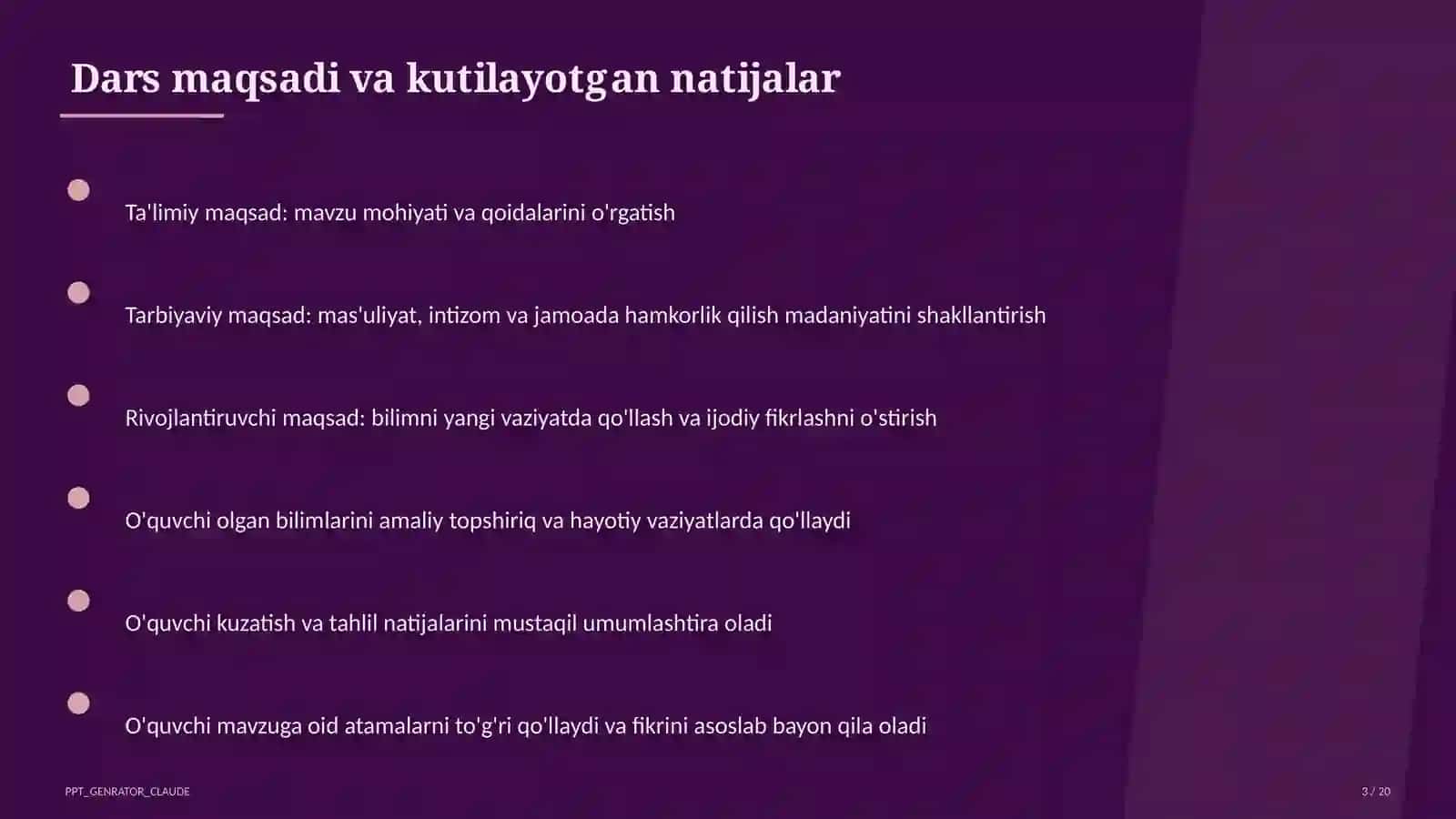 Dars rejasi 3