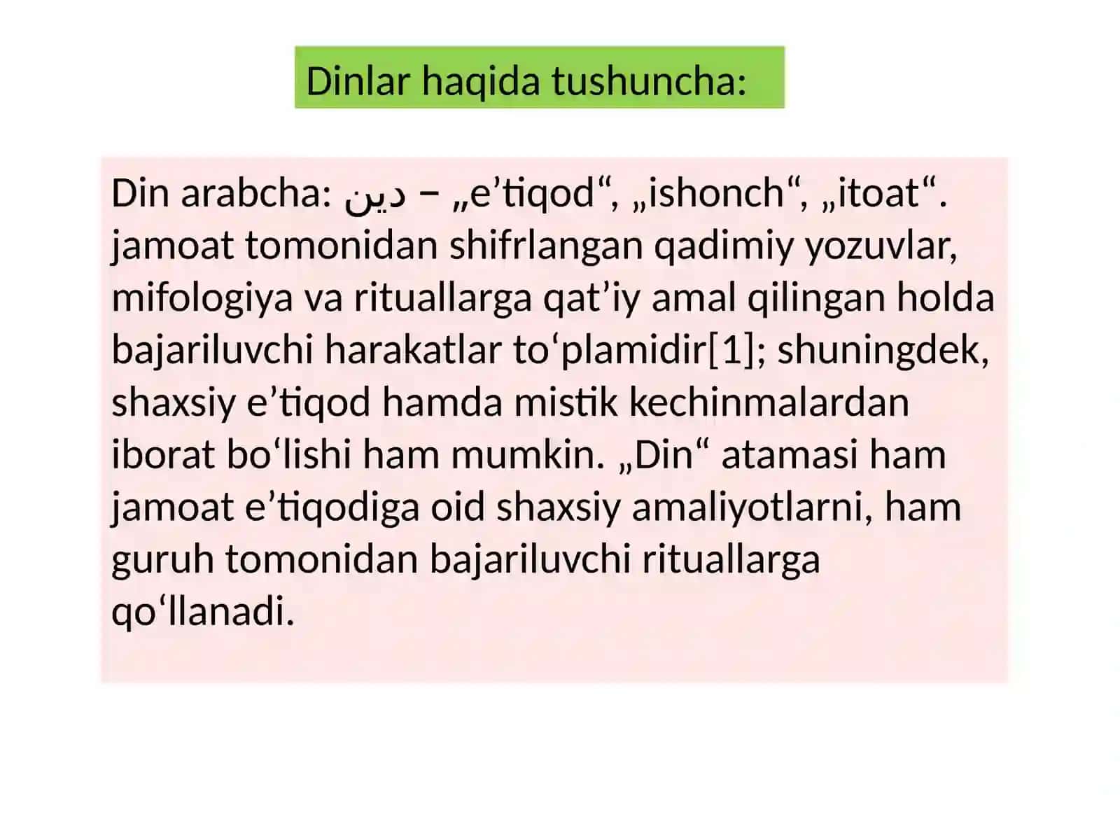 Islom va boshqa diniy aqidalar sinkretlashuvi natijasida paydo bo'lgan diniy tushunchalar 3