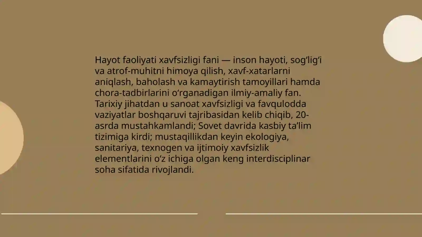 Hayot faoliyati xavfsizligi fani 3
