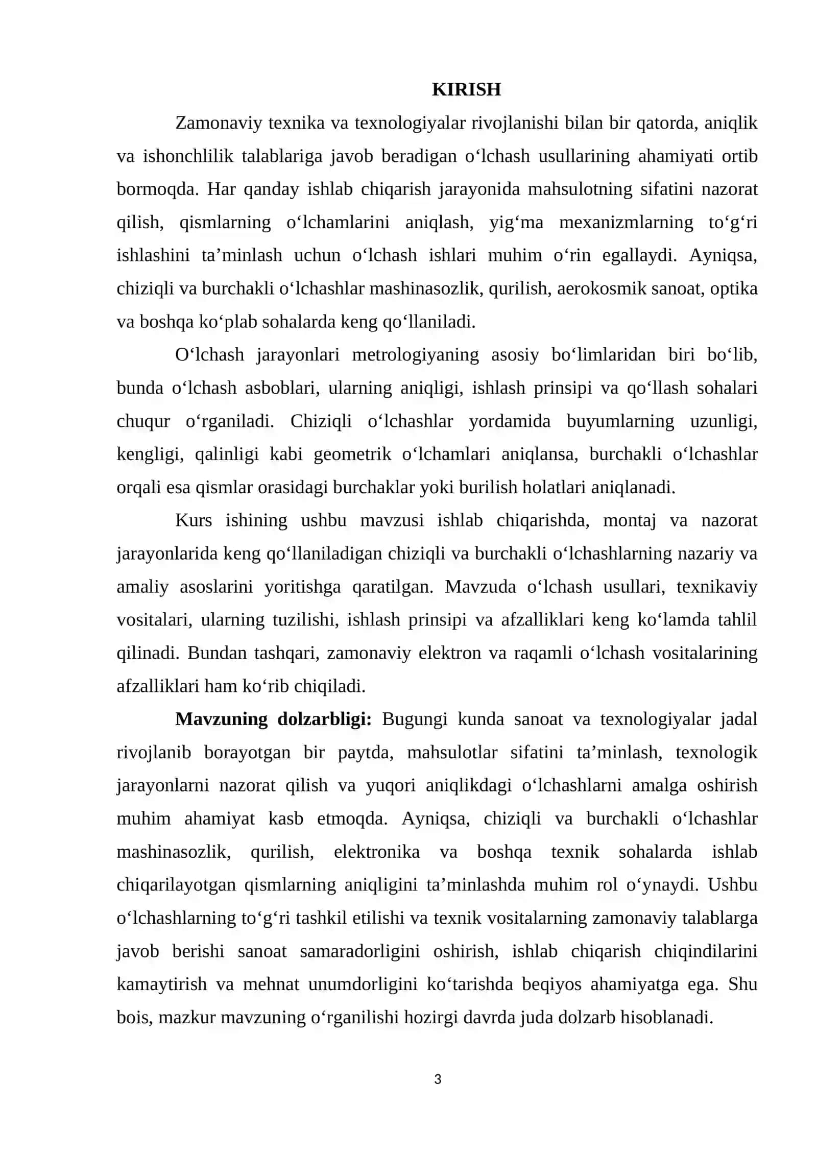 CHIZIQLI VA BURCHAKLI O'LCHASHLARINI ASOSIY USULLARI VA TEXNIKAVIY VOSITALARI 3