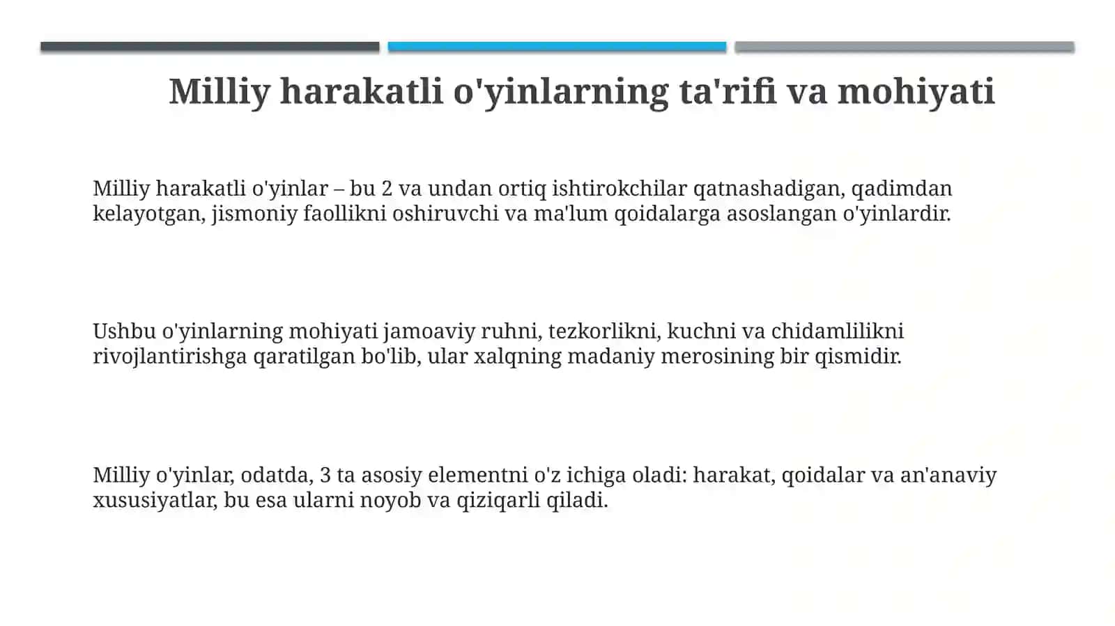 Sport mashgulot va bayram tadbirlarini otkazish jarayonida milliy xarakatli oyinlardan foydalanish 3