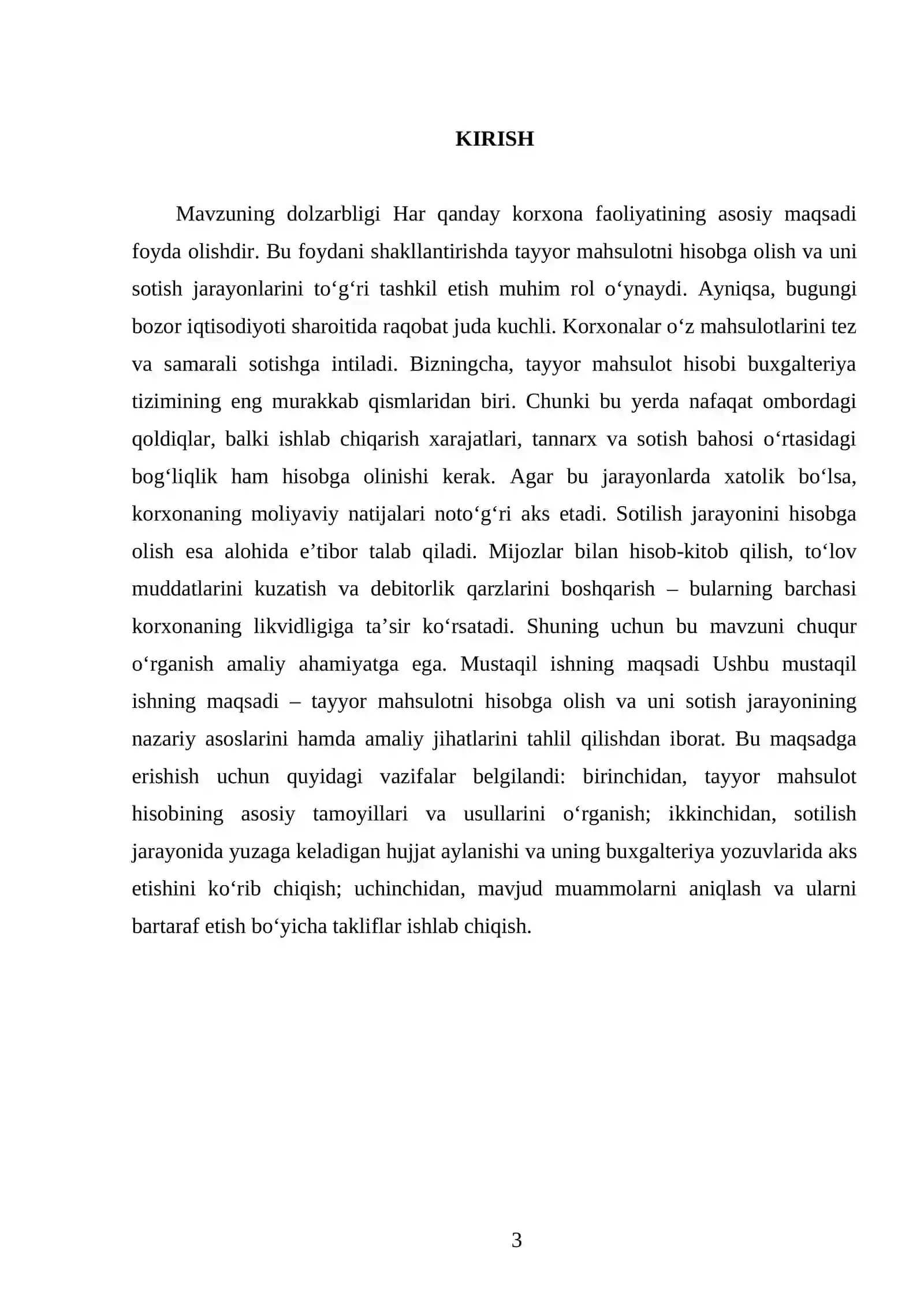 Tayyor mahsulot va uning sotilishini hisobga olish 3