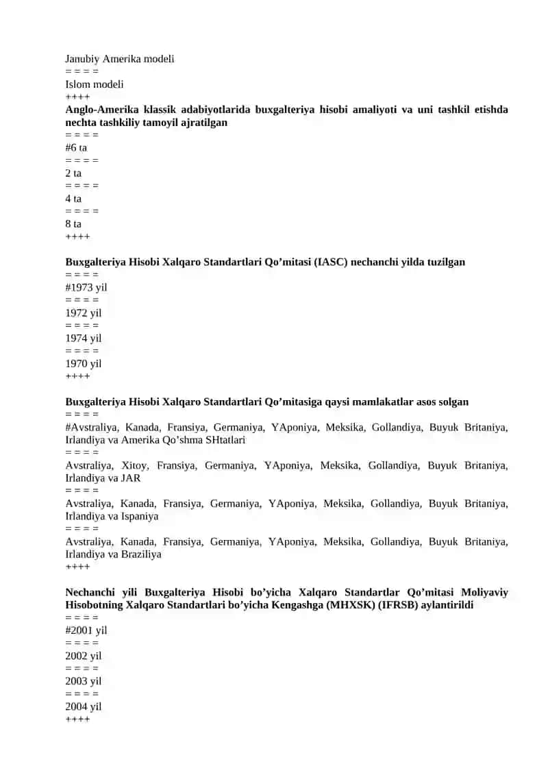 MOLIYAVIY HISOBOTNING XALQARO STANDARTLARi fanidan TEST SAVOLLARI 3