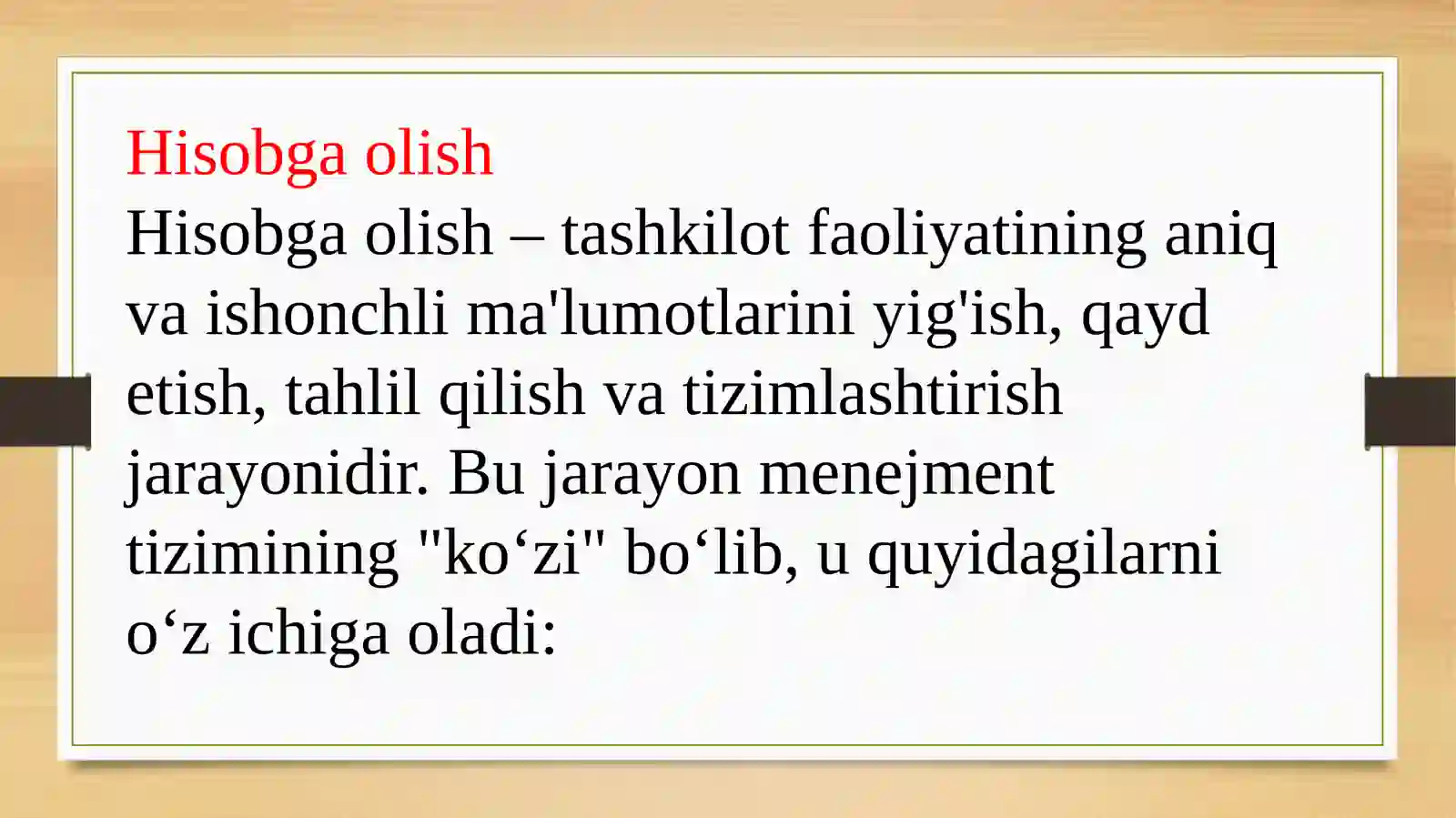 Menejment tizimida hisobga olish va nazorat qilish 3