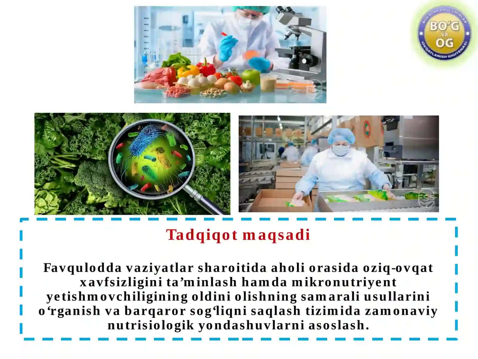 FAVQULODDA VAZIYATLARDA OZIQ-OVQAT XAVFSIZLIGI VA MIKRONUTRIYENT YETISHMOVCHILIGINING OLDINI OLISH: BARQAROR SOG‘LIQNI SAQLASH TIZIMIDA ZAMONAVIY NUTRITSIOLOGIK YONDASHUV 3