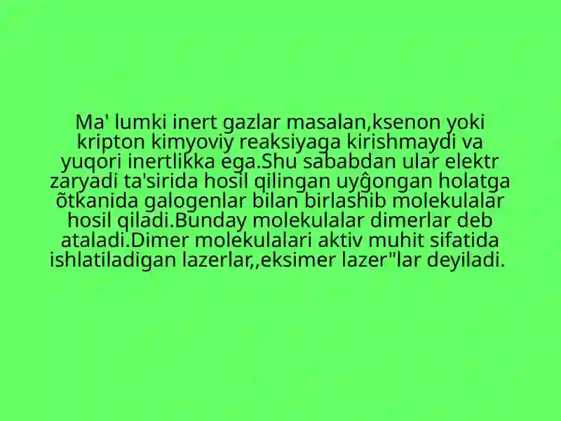 Eksimer lazerlar va ulardan foydalanish sohalari 3