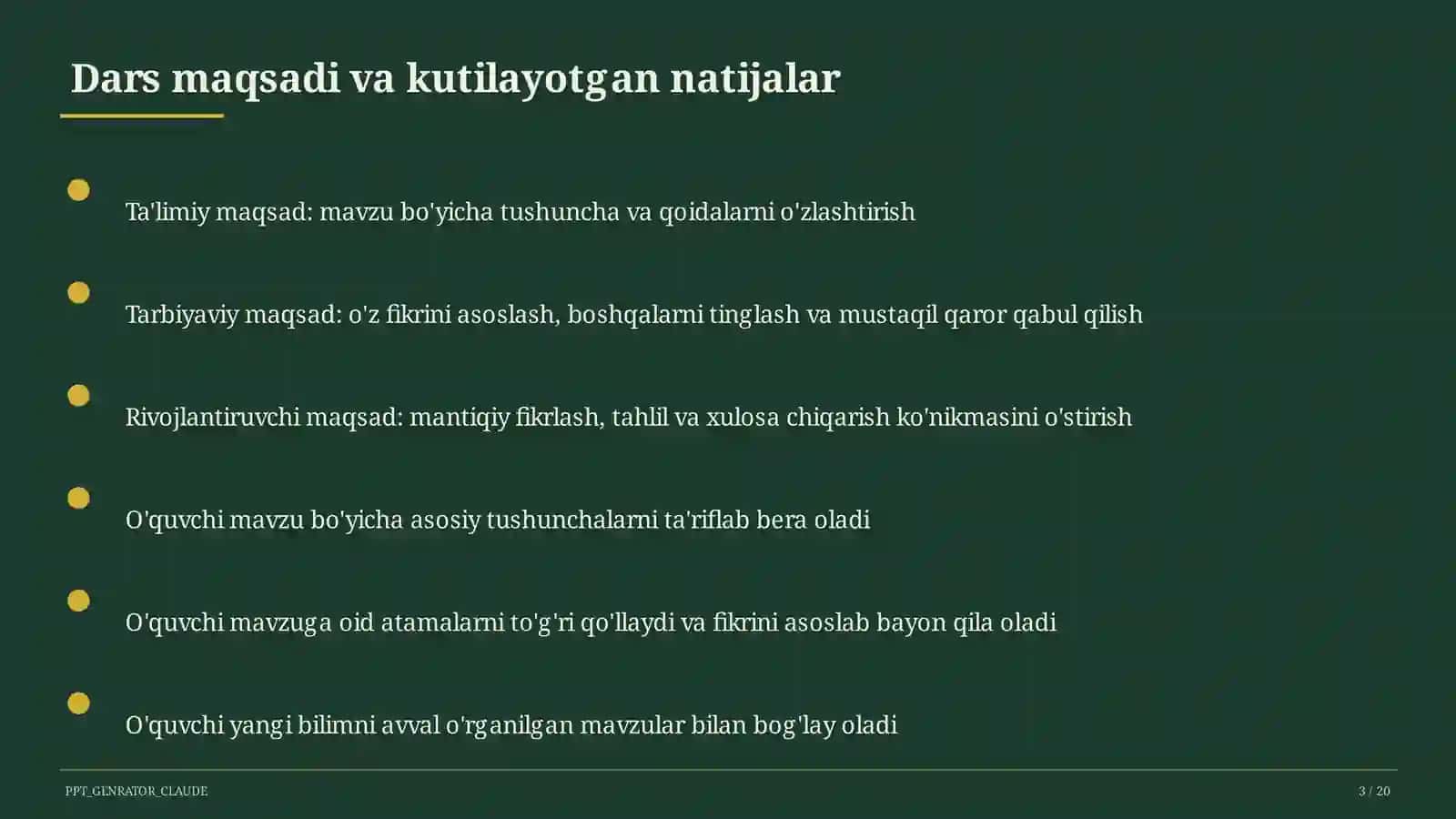 Dars rejasi 3