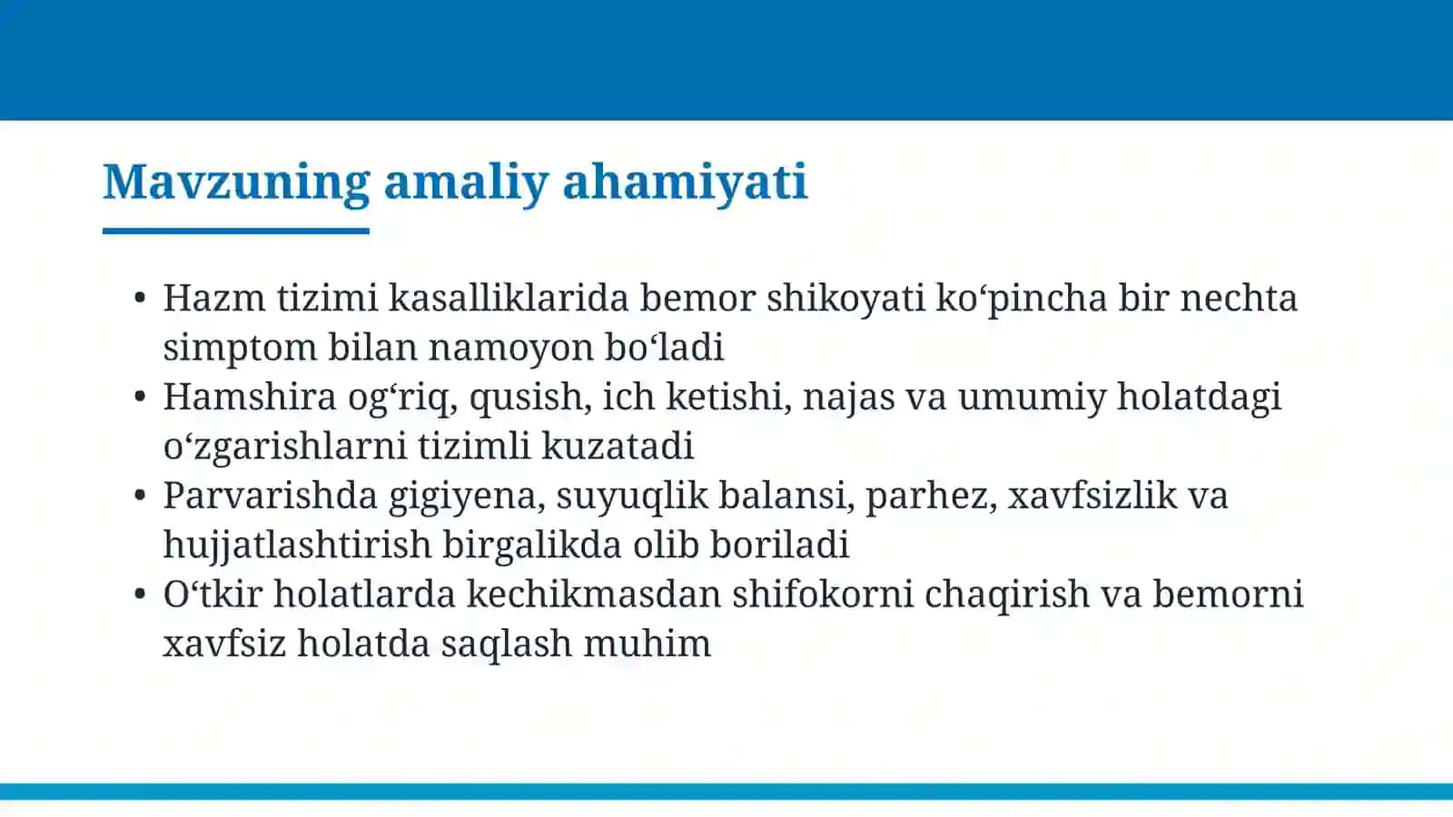 Hazm tizimi kasalliklarida bemorni parvarish va kuzatish 3