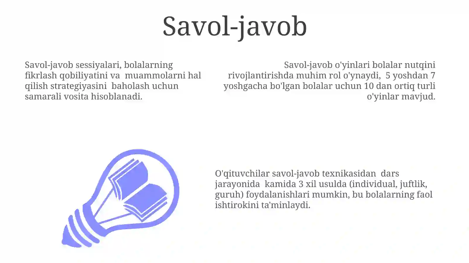 Savol-javob o'yinlari 3