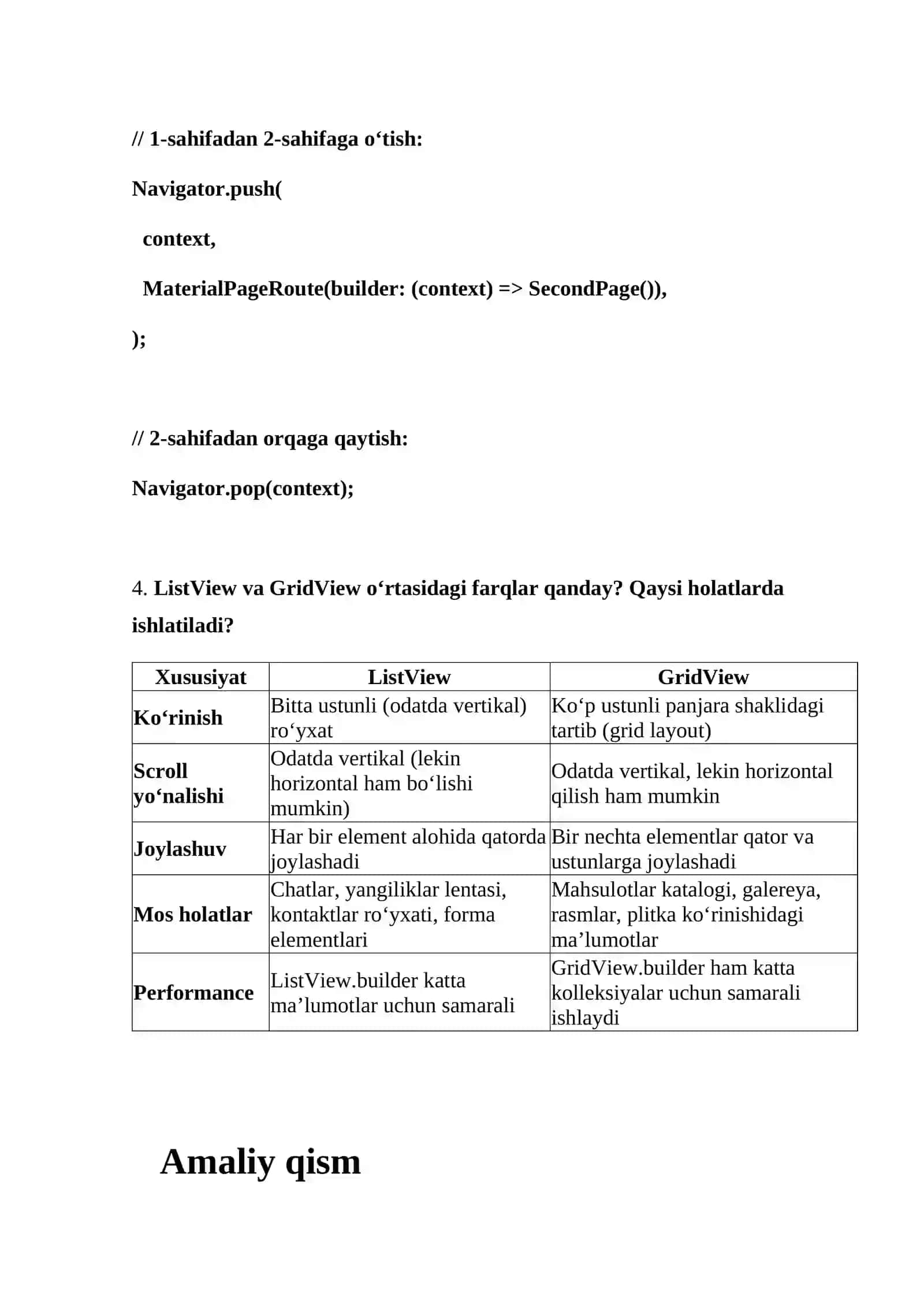 Mobil ilovalarni ishlab chiqish FANIDAN 3