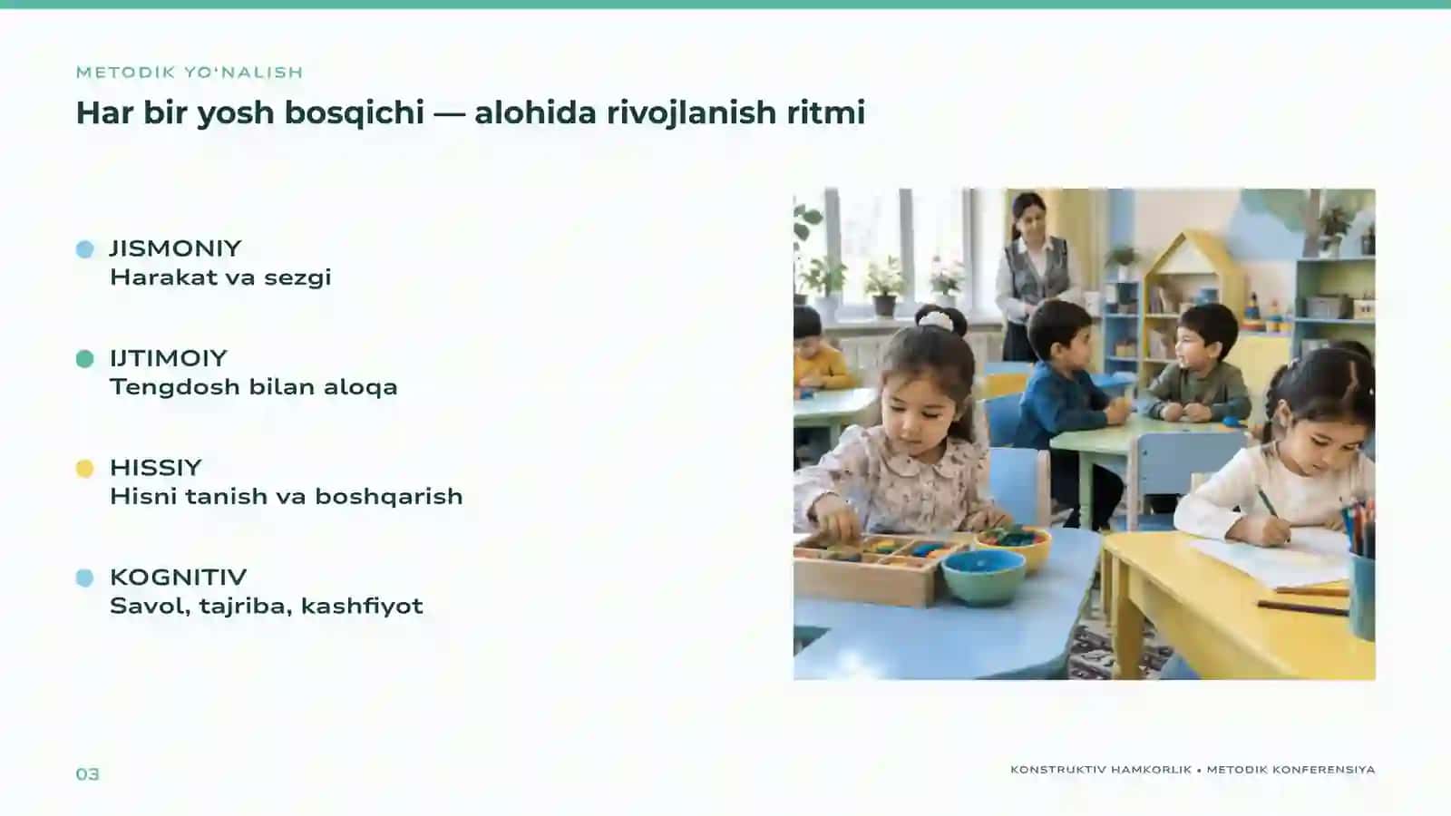 Maktabgacha ta'lim tashkilotlari tarbiyalanuvchilari hamda ta'lim jarayonining barcha ishtirokchilari bilan konstruktiv-hamkorlik  munosabatlarini róyobga chiqarishga yônaltirish. 3